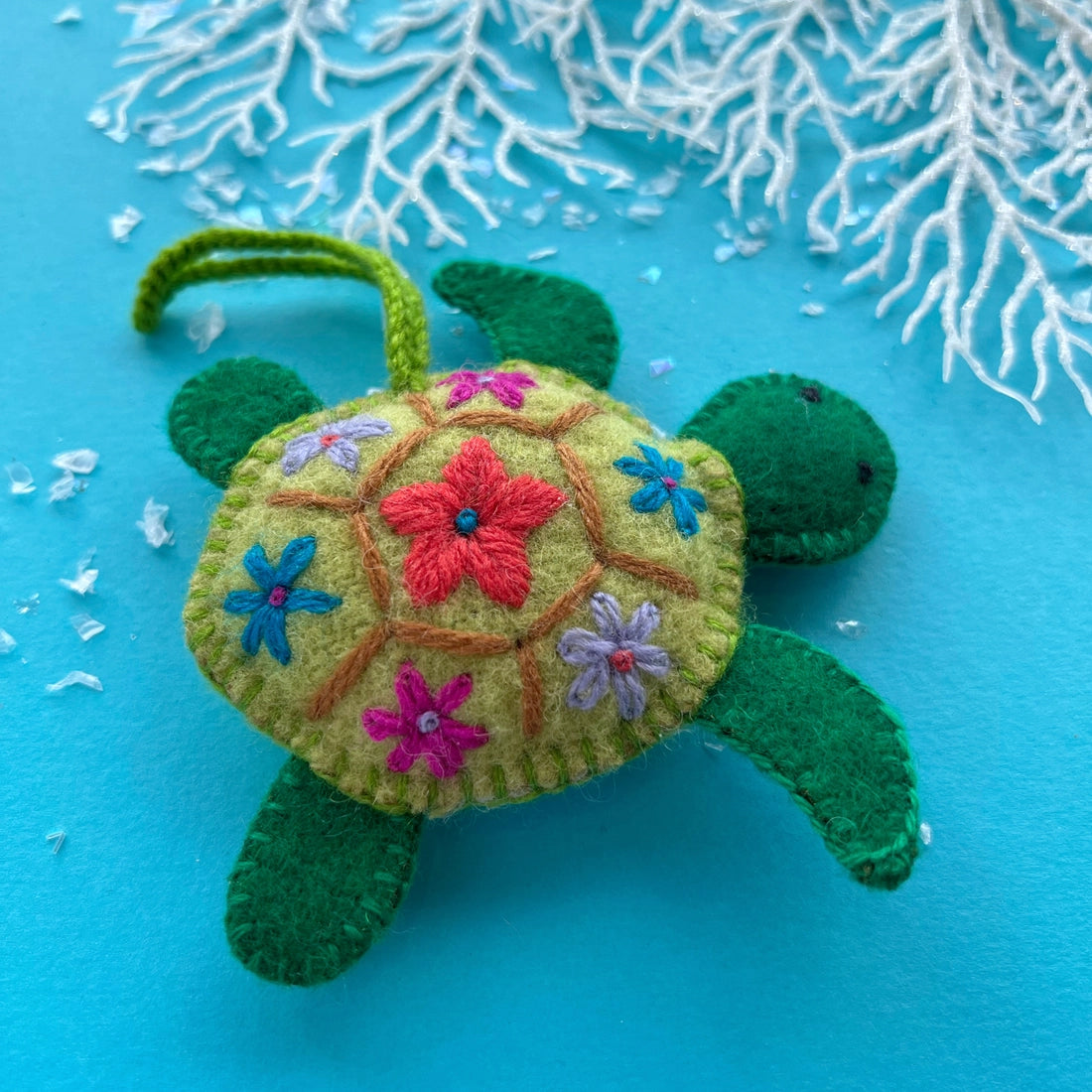Handmade Sea Turtle Felt Wool Christmas Ornament - Eco-Friendly Holiday Decoration for Tree, Gift, or Home Decor