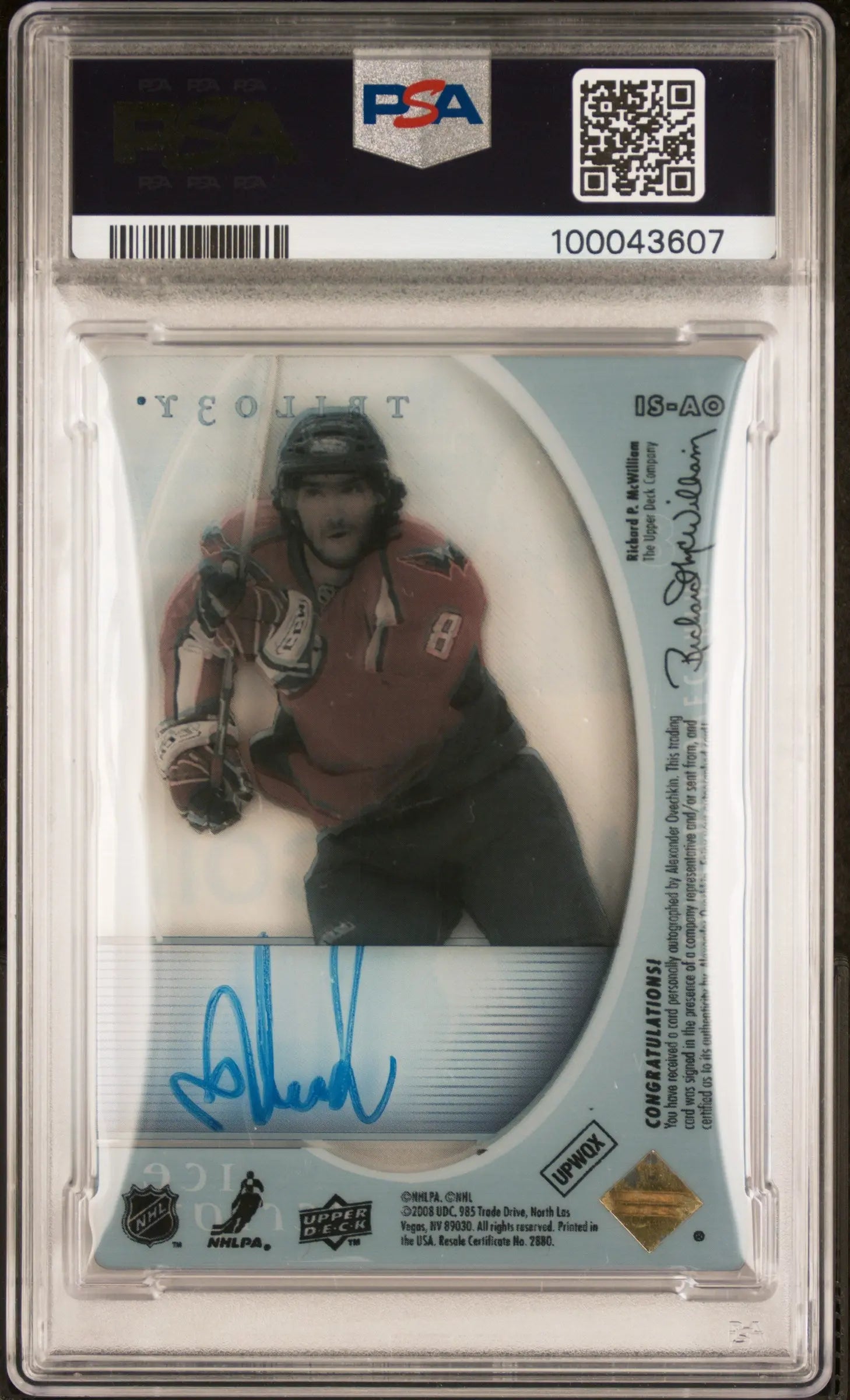 2008 Upper Deck Trilogy Ice Scripts Autograph Alexander Ovechkin PSA Authentic Hockey Card - Rare Collectible for NHL Fans & Sports Memorabilia Enthusiasts