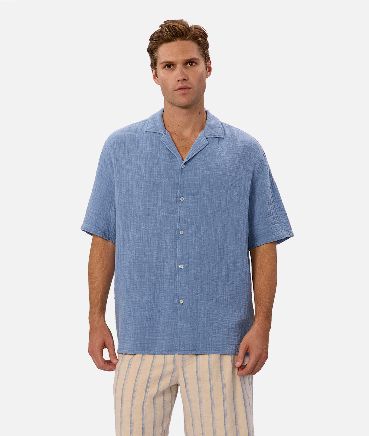 Seguro Short Sleeve Shirt - Washed Chambray Casual Button Down for Men | Perfect for Summer Outings, Beach Trips & Casual Office Wear