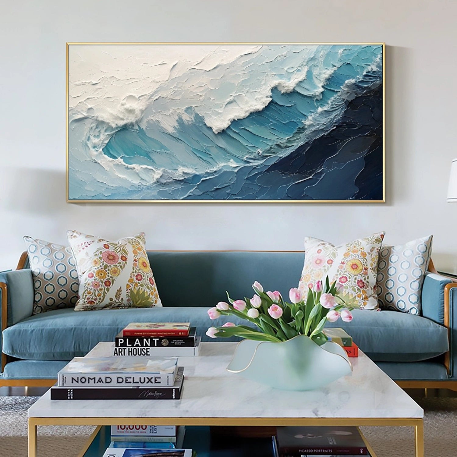 Ocean and Sky Painting #OS 241 - Handmade Canvas Wall Art for Home Decor, Office & Living Room - Coastal Landscape Artwork for Beach House & Modern Interior Design