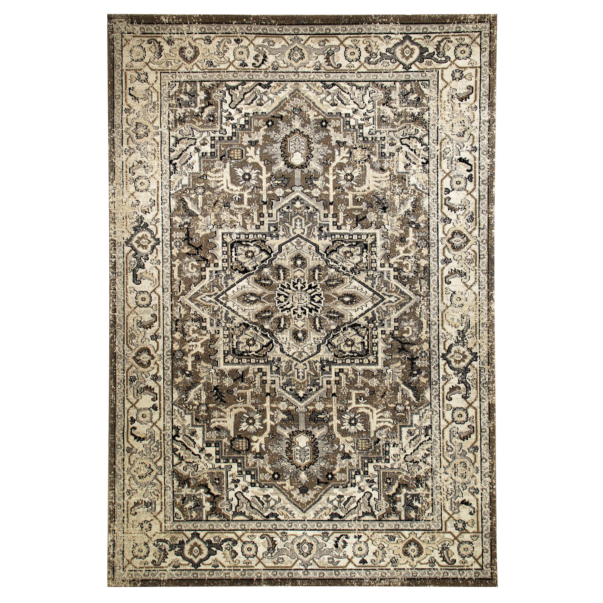 Liora Manne Fresco Indoor Outdoor Washable Area Rug - Heriz Neutral 4'10