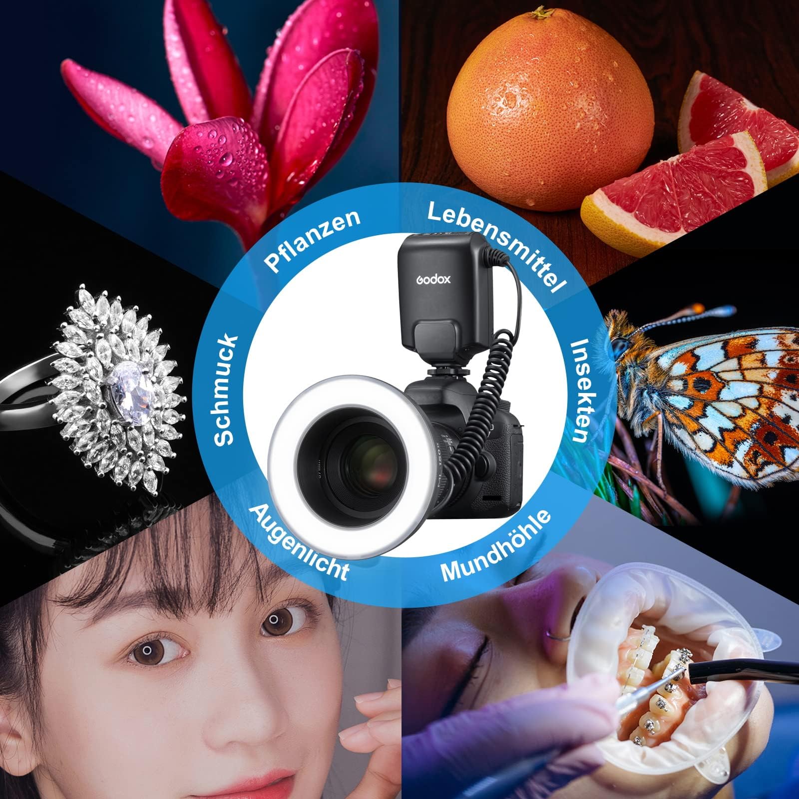 GODOX ML150II Macro Ring Flash - LED Ring Light with Diffuser & Adapter Rings for DSLR/Mirrorless Cameras - Perfect for Jewelry, Product & Macro Photography