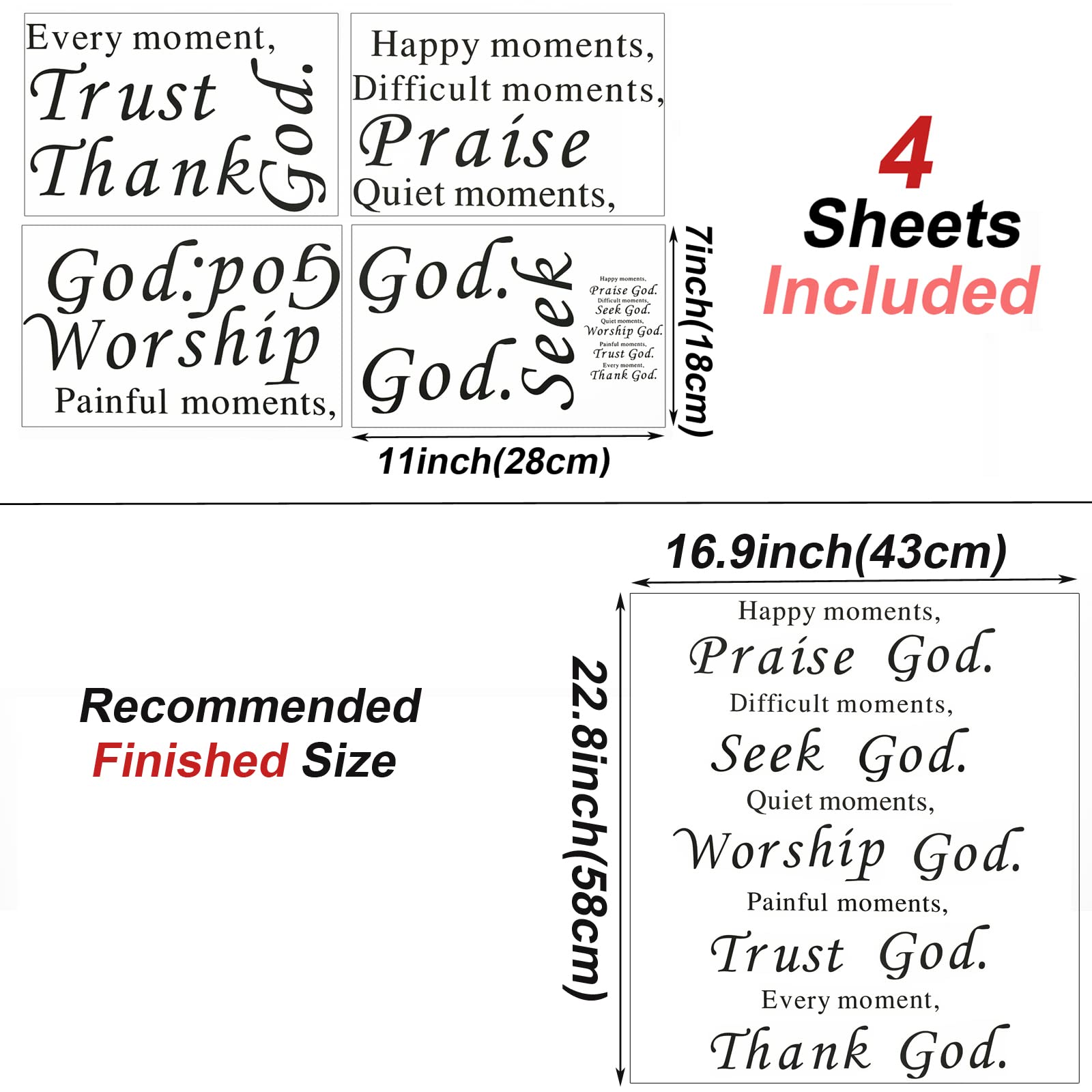 Maydahui Bible Verse Wall Decals - 17x23 Inch Scripture Wall Stickers for Home, Office & Living Room Decor - Praise God in Happy Times, Seek God in Difficult Times - Perfect for Christian Home Decor, Prayer Rooms & Gift Ideas