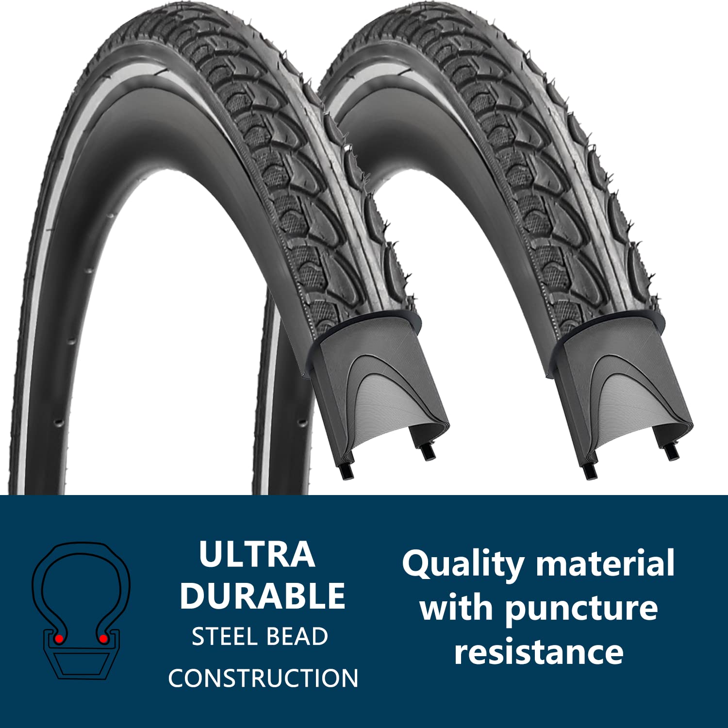 SIMEIQI 700x35C Bike Tires with Reflective Sidewall - Foldable Bicycle Tires for Road & Hybrid Bikes - Perfect for Commuting, Touring & Urban Cycling