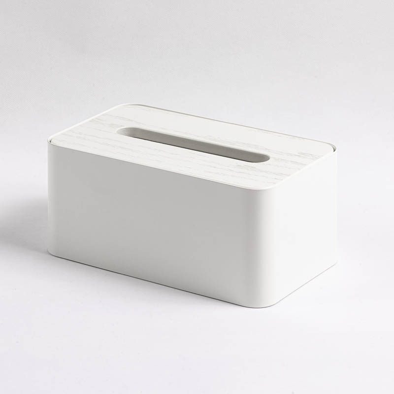 DESIGNSTUFF White Tissue Box Holder - Elegant Home Decor for Living Room, Bedroom & Office