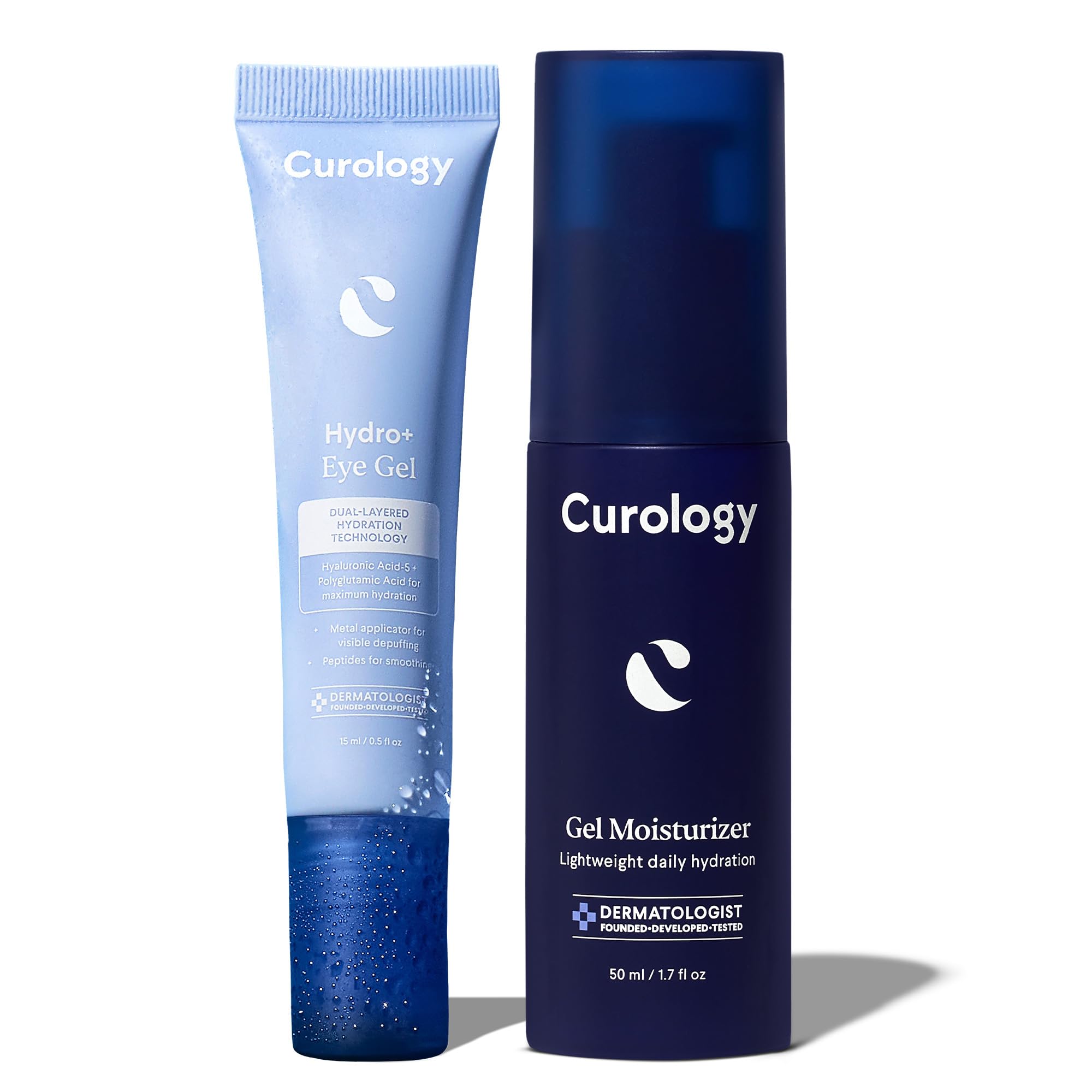 Curology Gel Face Moisturizer & Hydro+ Eye Gel Set - Hydrating Skincare Bundle for Dry Skin | Day & Night Moisturizing Cream for Face & Under Eyes