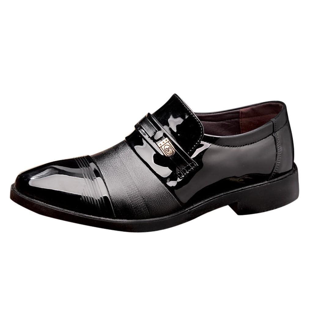 Men's Leather Slip-On Loafers - Breathable Formal Dress Shoes for Business & Wedding - Non-Slip Comfortable Casual Shoes for Office, Party & Daily Wear