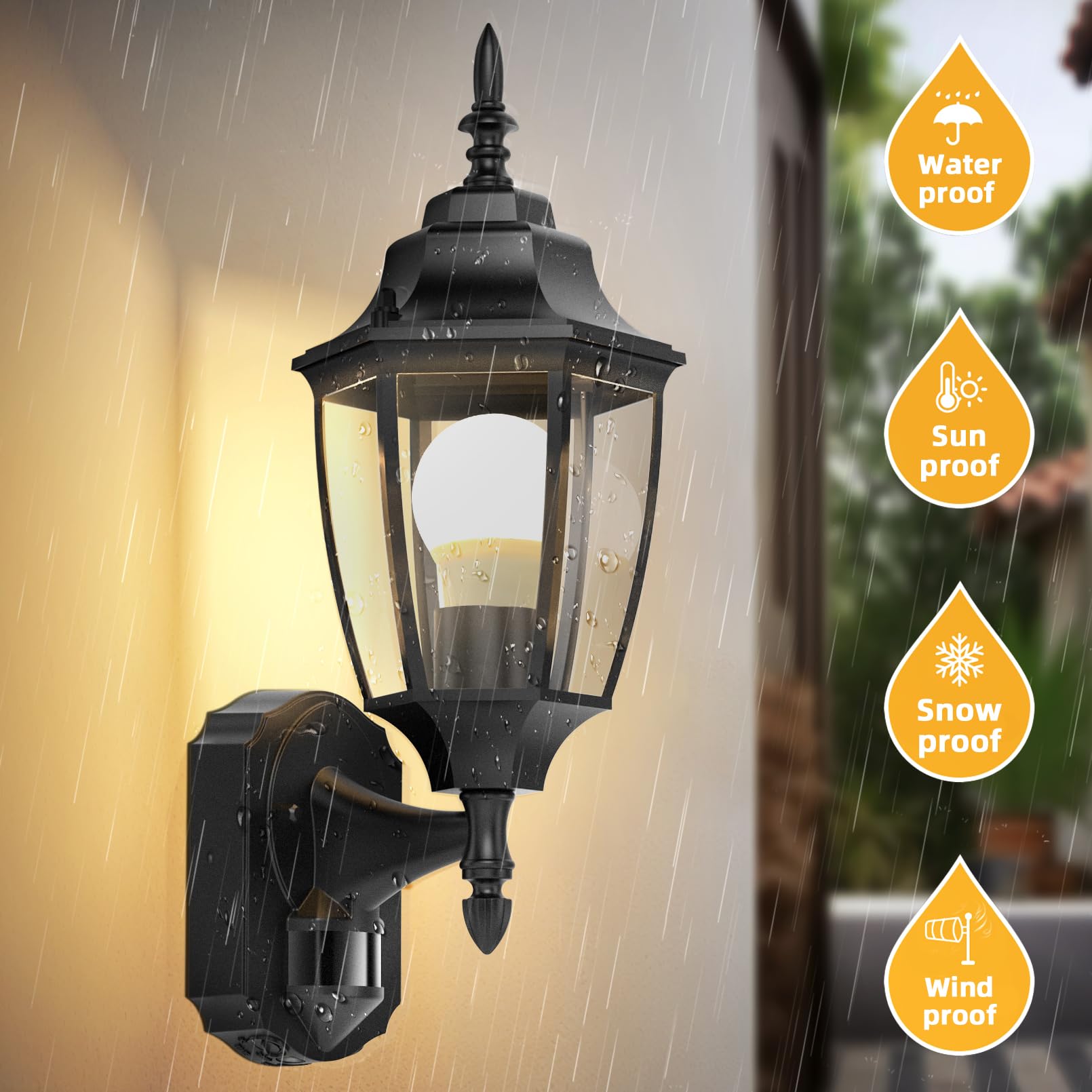 Lamomo 2 Pack Outdoor Wall Sconce with Dusk to Dawn Motion Sensor - 3 Lighting Modes, Aluminum Anti-Rust & Waterproof Exterior Light Fixture - Perfect for Porch, Patio, Front Door, Garage & Backyard Security Lighting