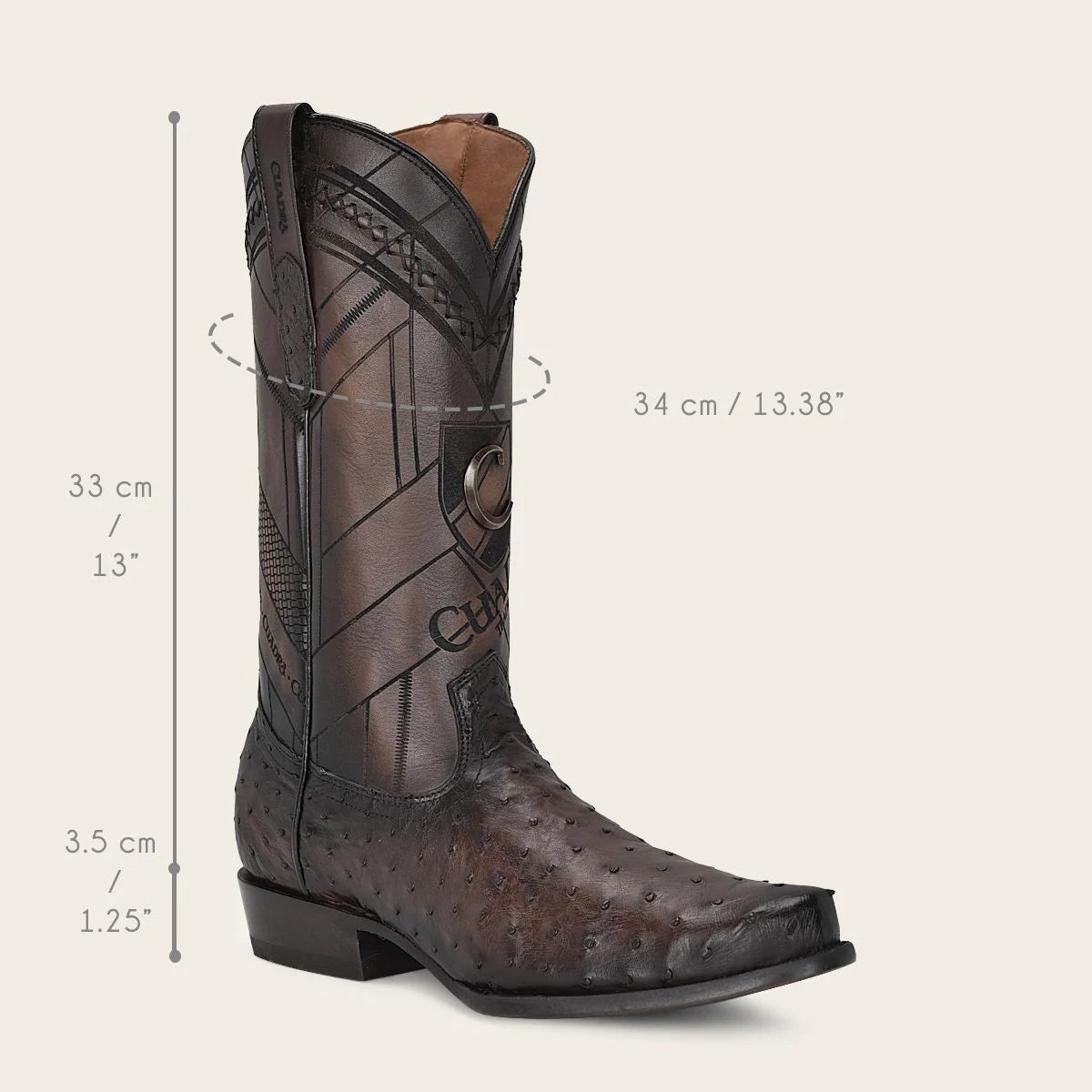 Men's Cuadra Brown Cowboy Boots - Genuine Ostrich Leather Western Dress Boots S42FA1 | Perfect for Rodeo, Country Dancing & Western Fashion