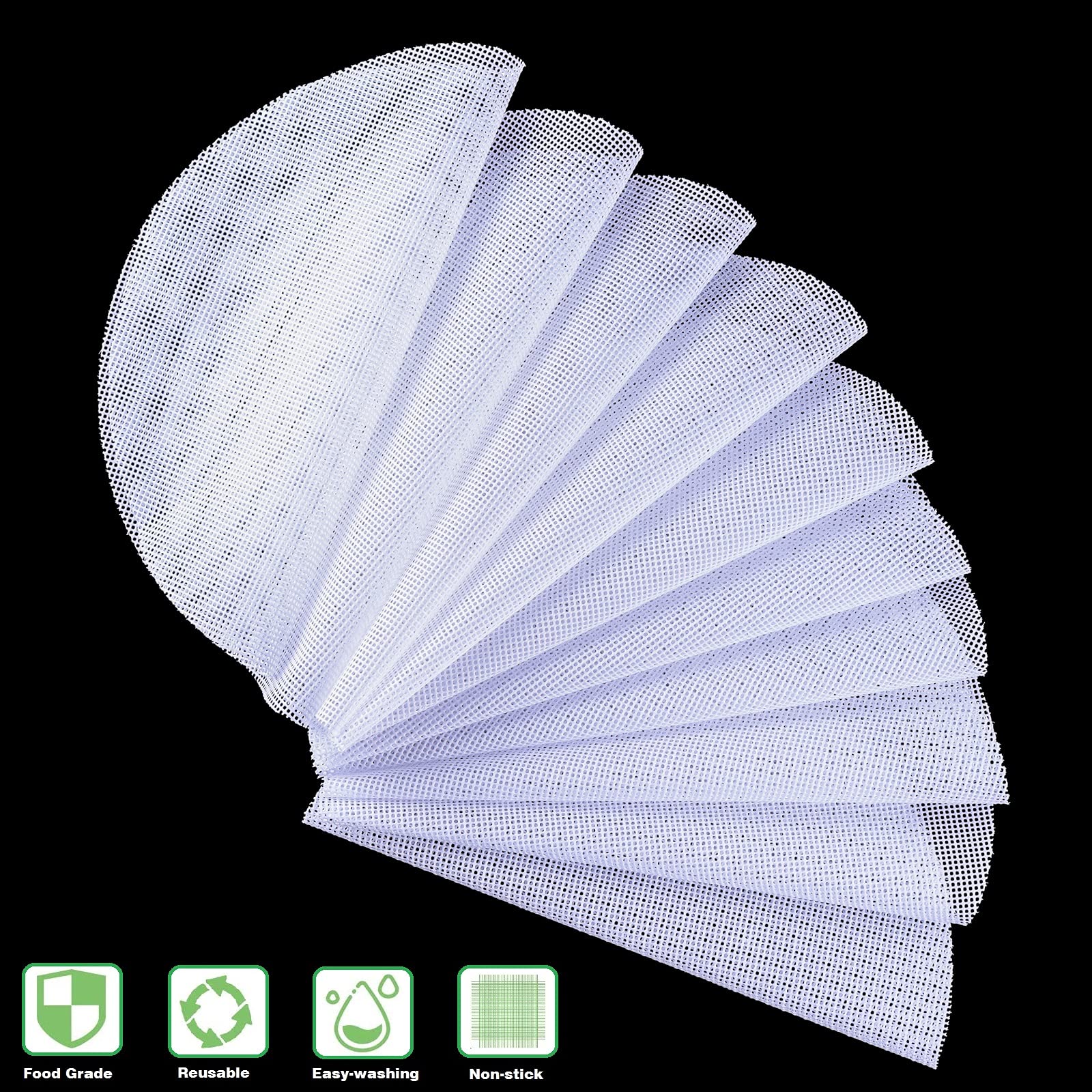 8-Piece Round Silicone Steamer Liners Set - 13 Inch Non-Stick Reusable Bamboo Steamer Mat for Dim Sum, Dumplings & Cooking - Perfect for Home Kitchen, Restaurants & Asian Cuisine (13 x 13 Inch)