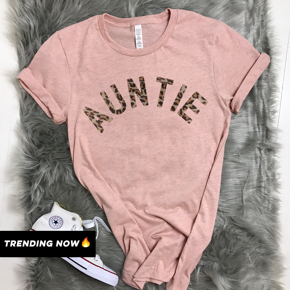 Auntie Leopard Women's Summer T-Shirts - Comfortable Cotton Short Sleeve Tees for Casual Wear, Outdoor Activities & Vacation (MRK X)