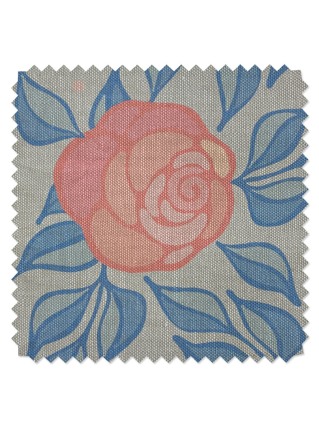 Barbie™ Baby Blue Floral Flax Linen Fabric - Premium Quality for DIY Crafts, Home Decor & Sewing Projects
