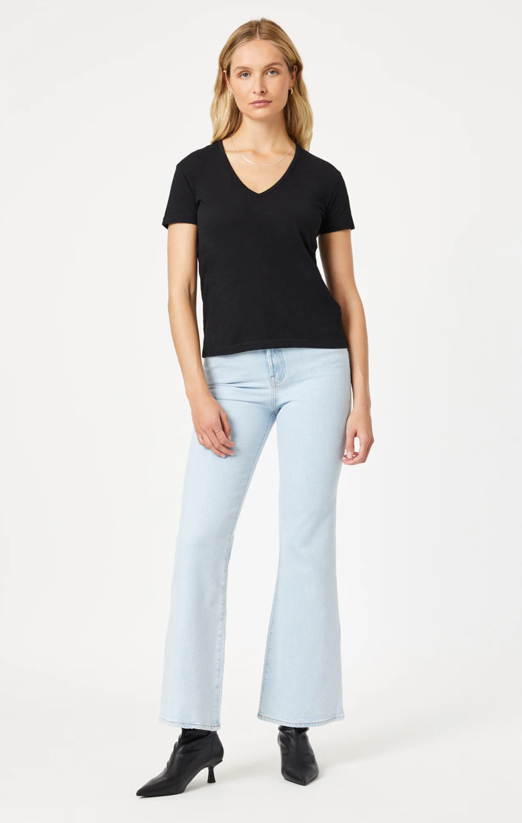 Soft V-Neck Jersey T-Shirt for Women - Comfortable Stretch Cotton Tee - Perfect for Casual Wear, Layering & Everyday Outfits