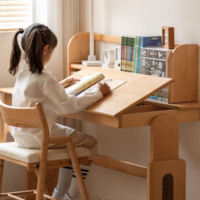 Solid Wood Beech & Oak Nordic Style Bookshelf - Modern Study Room & Home Office Storage Solution for Books & Decor