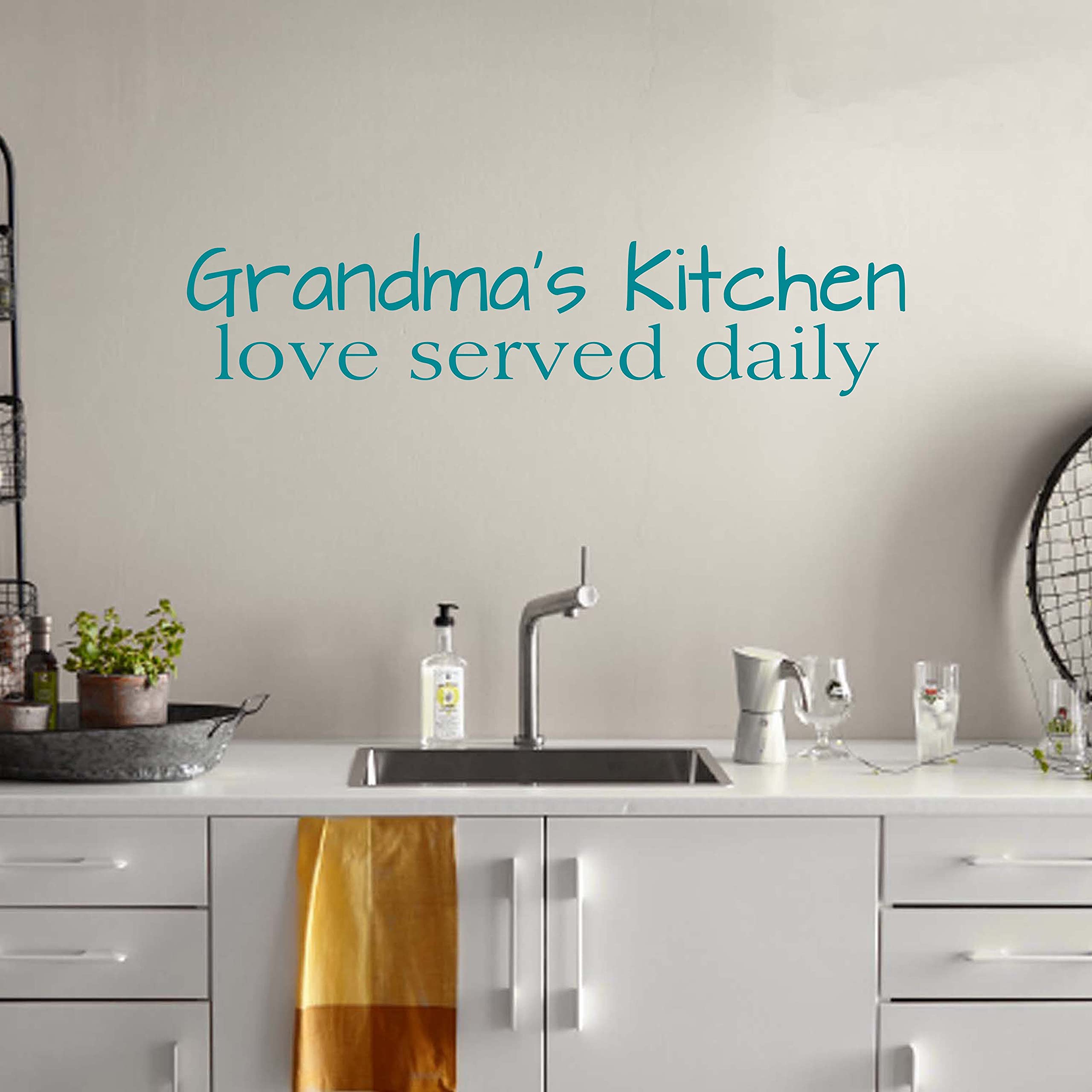 Grandma's Kitchen Wall Decal - Vinyl Quote Sign for Kitchen Decor (55x12.5 Inches, Teal) | Made in USA | Perfect for Farmhouse, Rustic & Cozy Kitchen Wall Decorations