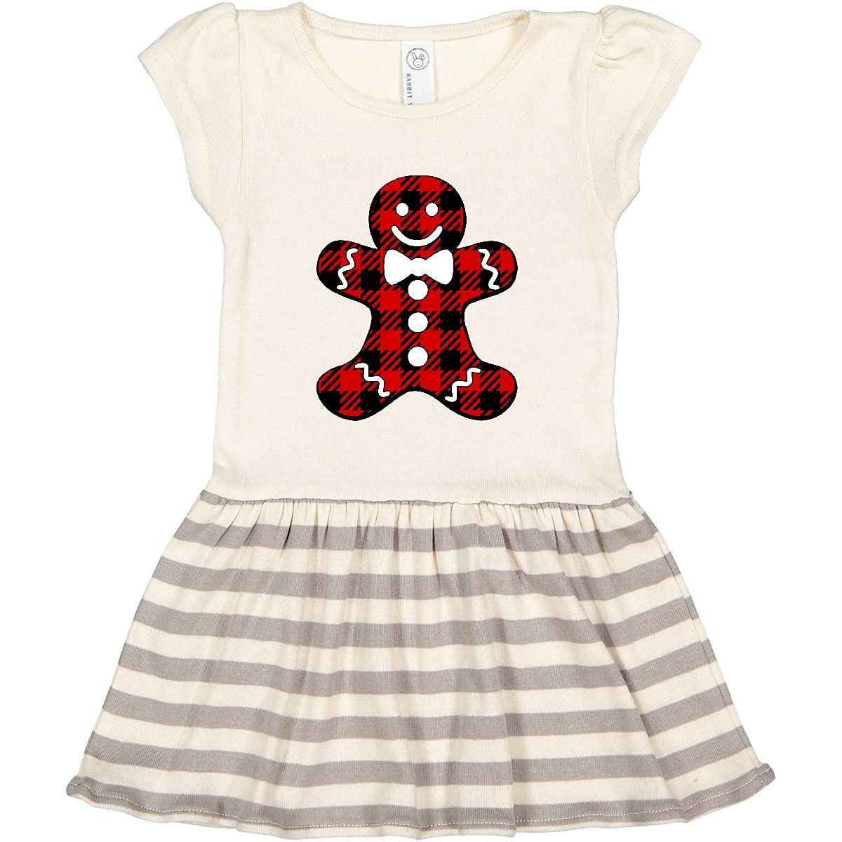 Inktastic Buffalo Plaid Gingerbread Man Toddler Dress - Christmas Holiday Outfit for Baby Girls & Boys - Perfect for Family Photos, Parties & Festive Celebrations