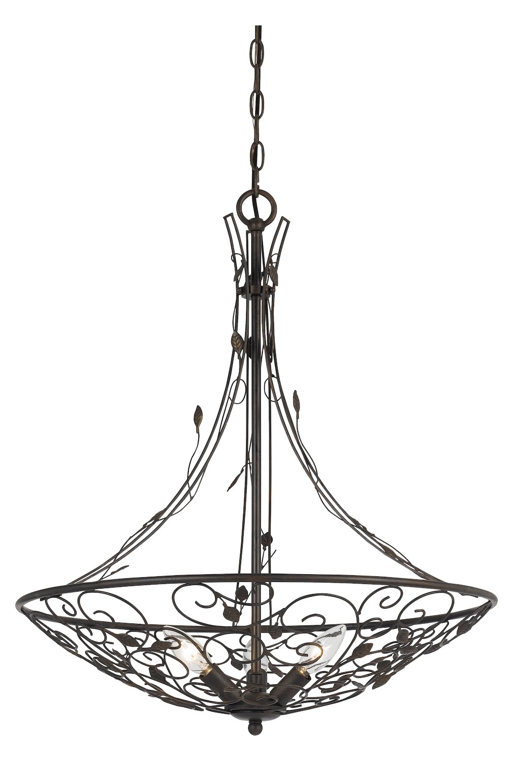 Iron Rust Varano 3-Light 1-Tier Chandelier - Vintage Industrial Ceiling Light Fixture for Dining Room, Living Room, or Bedroom