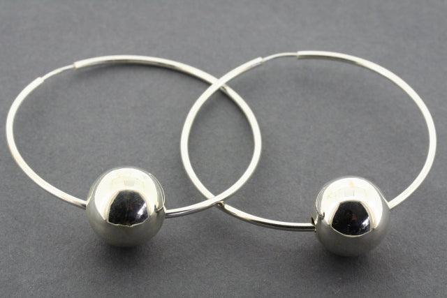 Large Hoop Earrings with Ball Charm - Sterling Silver Jewelry for Women, Perfect for Parties & Everyday Wear