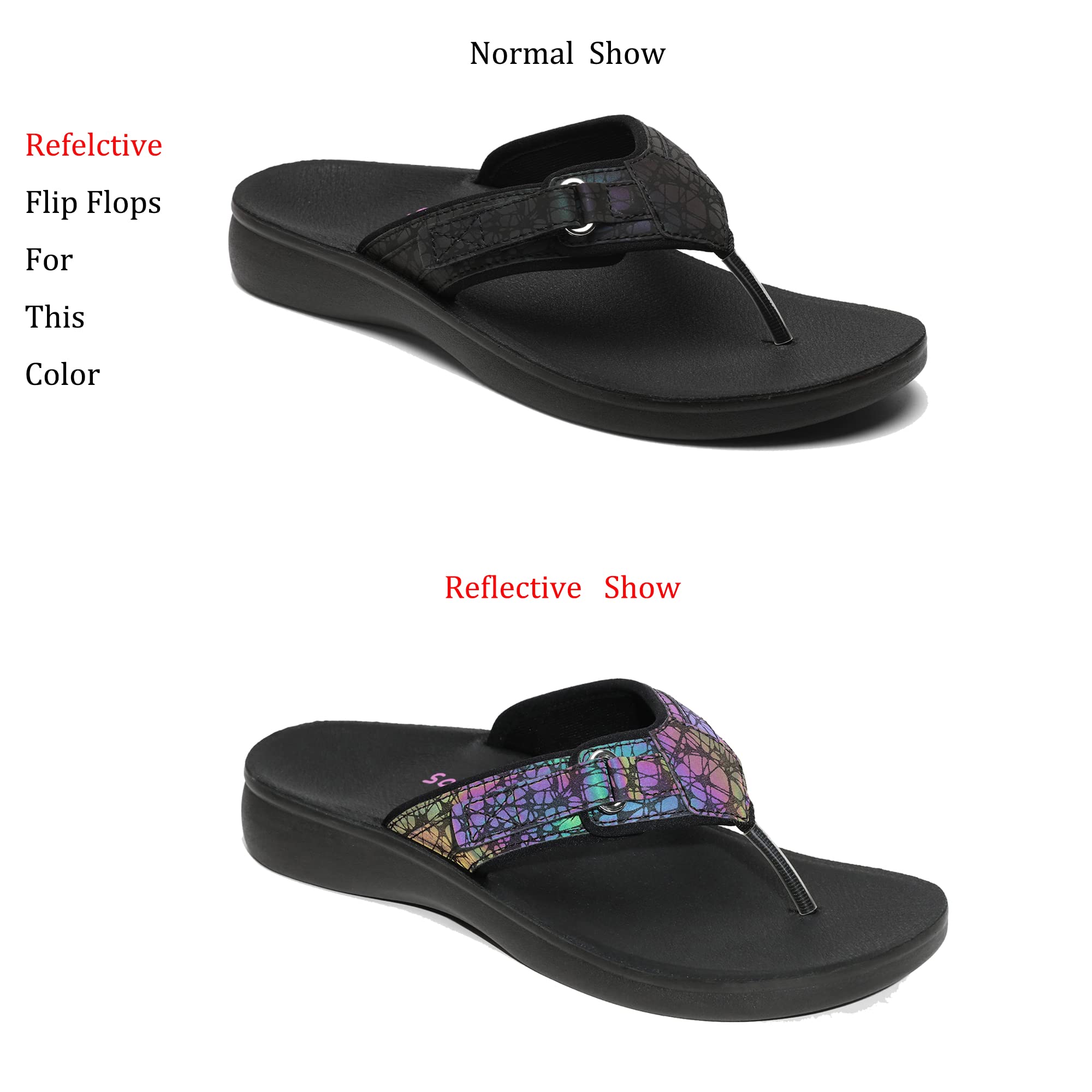 SOLLBEAM Women's Orthotic Flip Flops Sandals - Arch Support Thong Sandals with Heel Cup for Plantar Fasciitis - Comfortable Summer Beach Shoes for Walking, Travel & Poolside Relaxation