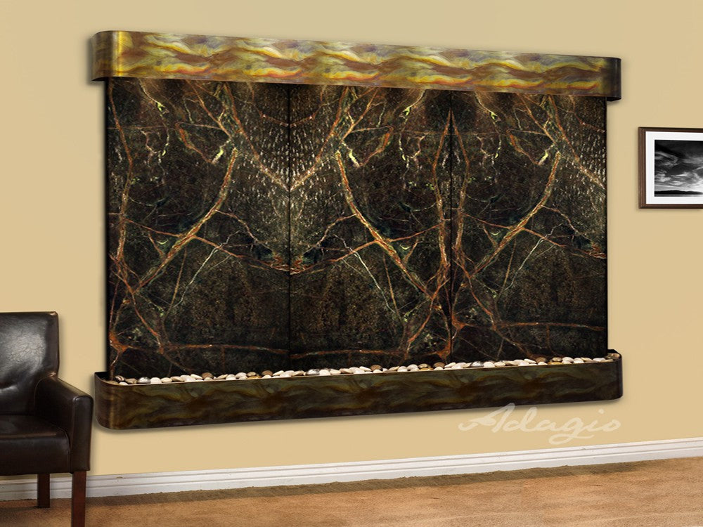 Adagio Solitude River Round Rustic Copper Green Marble Coffee Table - SRR1005 - Perfect for Living Room, Lounge, or Office Decor