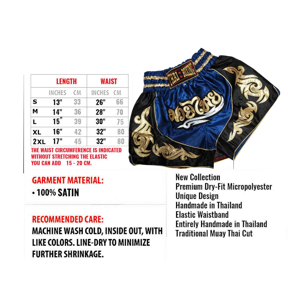 Muay Thai Shorts for Men & Women - Kickboxing, MMA, Cage Fighting & Training - Breathable Boxing Wear for Gym, Workout & Martial Arts | Ideal for Muay Thai, Kickboxing & Fitness Training