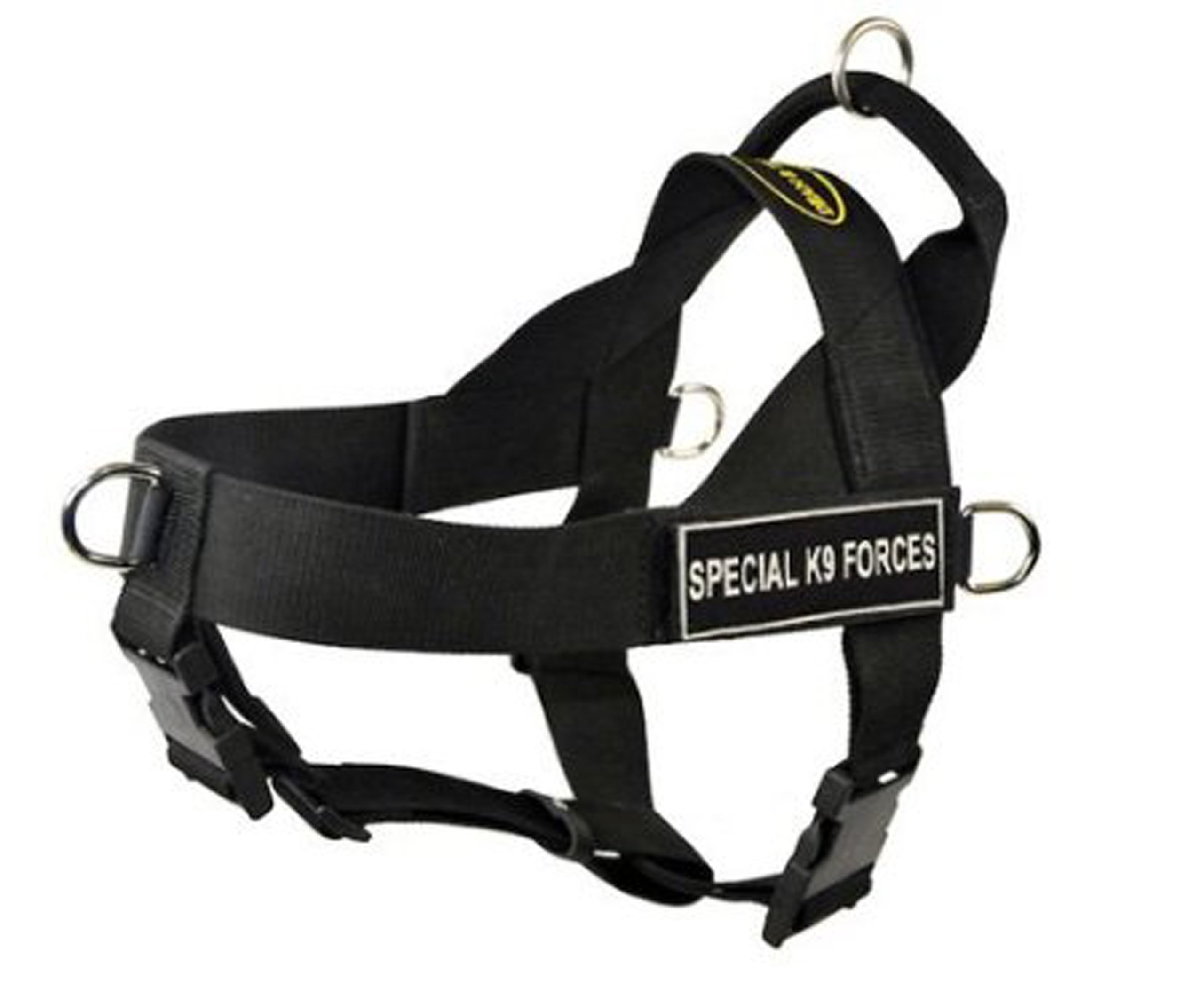 DT Universal No Pull Dog Harness with K9 Forces Velcro Patches - Adjustable Reflective Pet Vest for Training & Walking - Black - Perfect for Police Dogs, Service Dogs & Outdoor Adventures