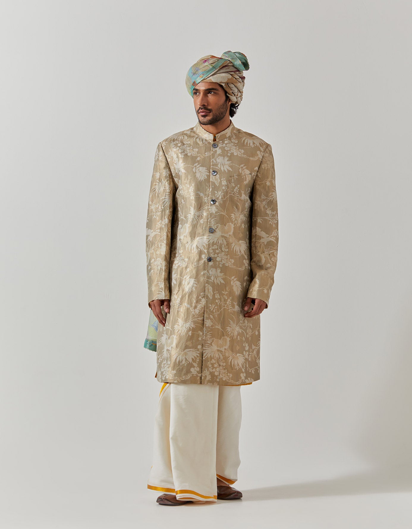 Matrix Jacket - Premium Silk Brocade Coat in Oyster Grey & Rainforest Colors | Water-Resistant Outerwear for Urban Fashion & Outdoor Adventures