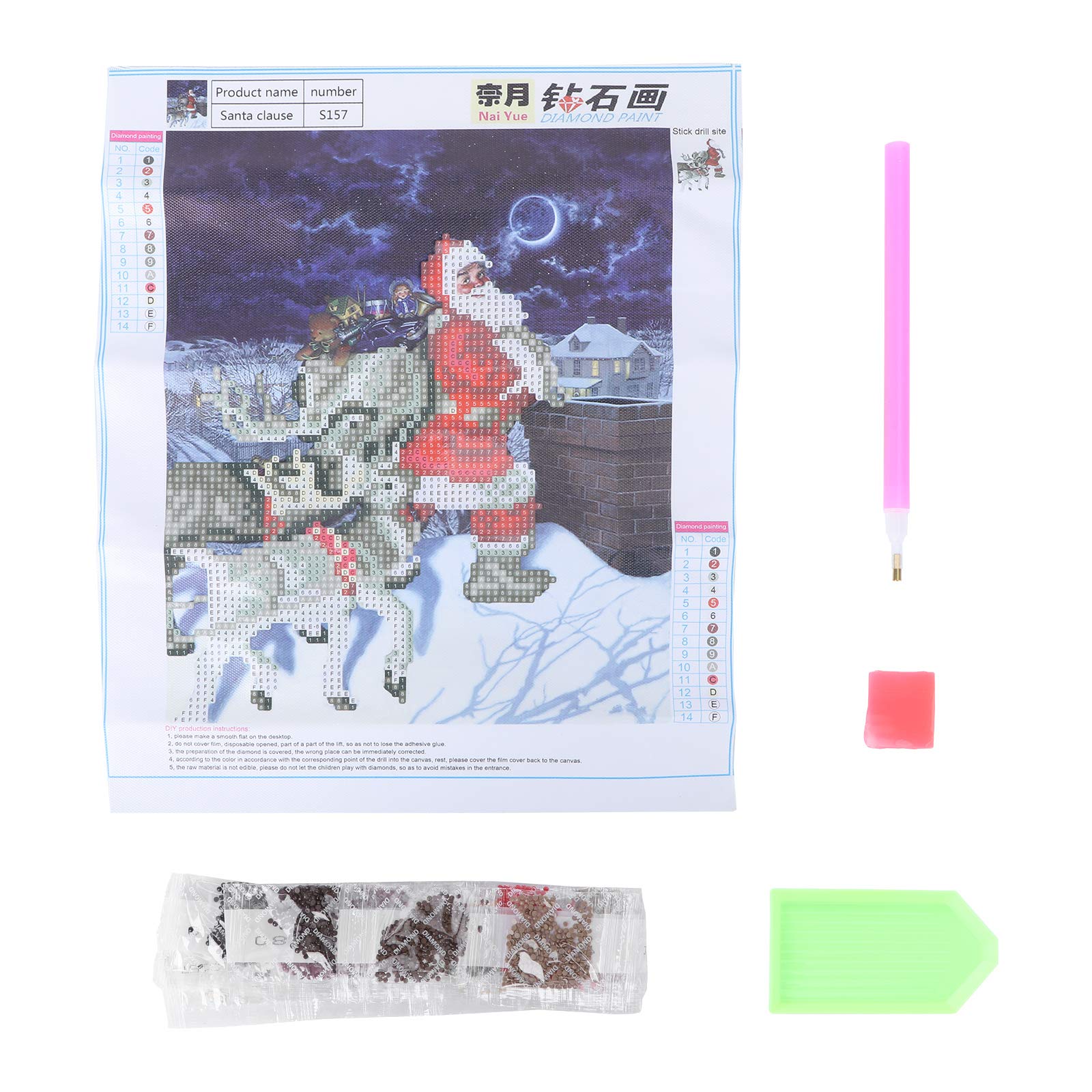 Diamond Painting Santa Claus and Deer Cross Stitch Kit - DIY Christmas Home Decor for Wall Art, Holiday Ornaments & Gifts (S157) | Perfect for Festive Decorations, Craft Lovers & Handmade Enthusiasts