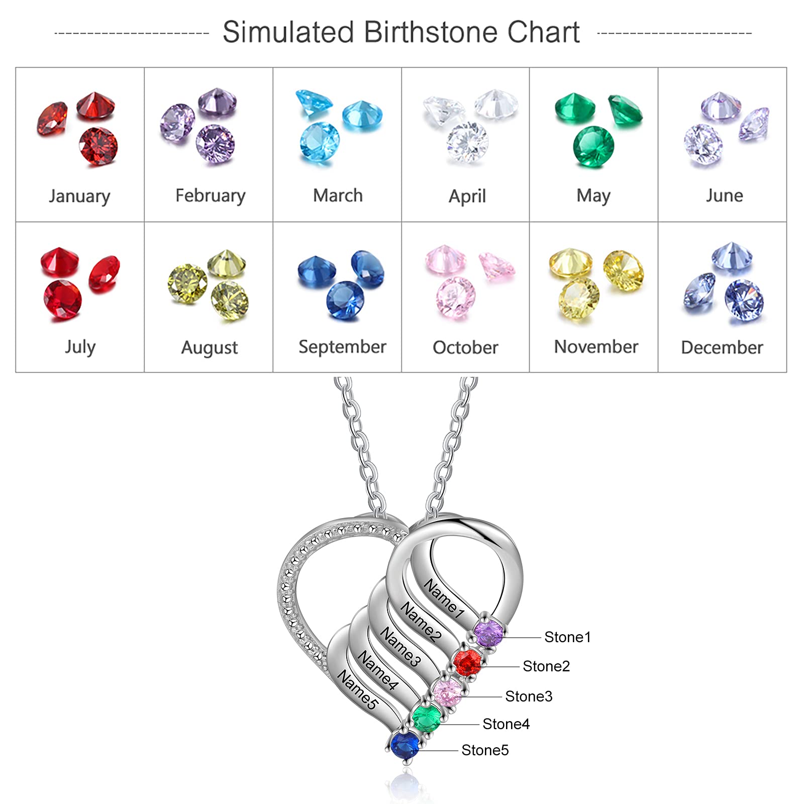Personalized Mother's Necklace with Birthstones - Custom Name Pendant for Women | Birthday Gift for Mom & Daughter