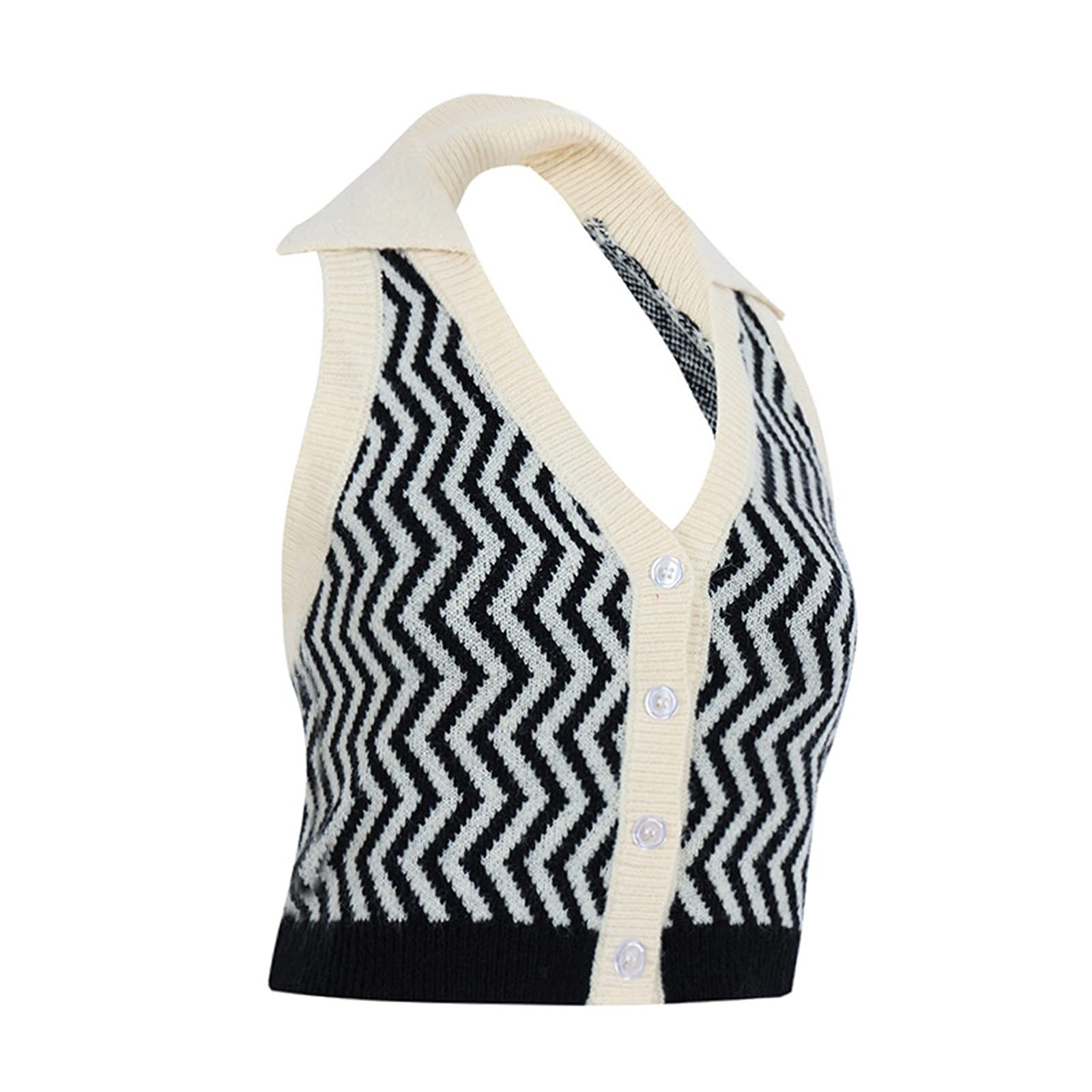 Women's V-Neck Cardigan Sweater & Jacket - Halterneck Striped Contrast Pattern Sexy Open Front - Perfect for Casual Outfits, Office Wear & Evening Dates
