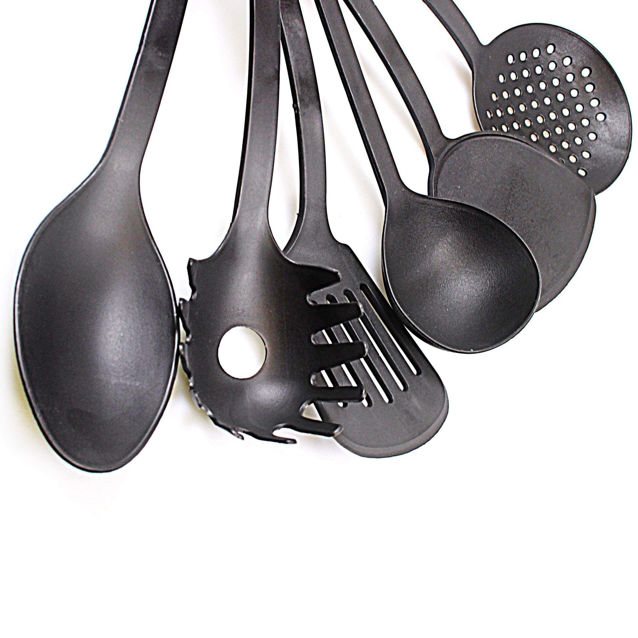 Bahob® Premium 6-Piece Nylon Kitchen Utensil Set - 30cm Non-Stick Cooking Tools with Slotted Spatula, Spoon, Spaghetti Server & Soup Ladle - Perfect for Baking, Frying & Serving - Dishwasher Safe & Heat Resistant