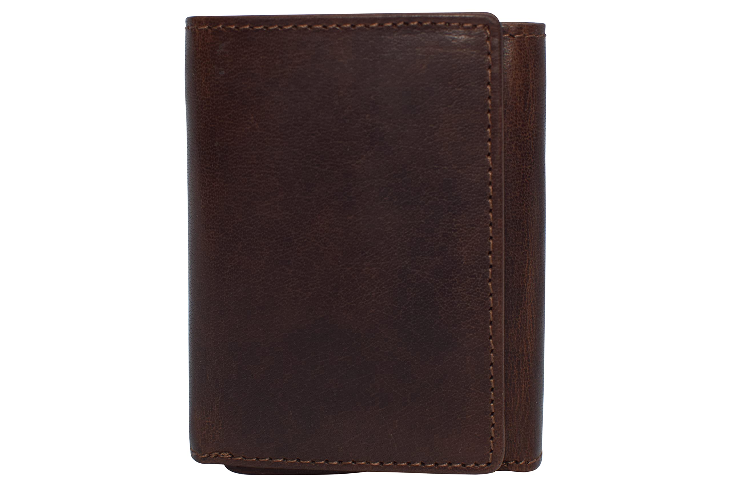 Vintage Buffalo Leather RFID Trifold Wallet for Men - Double ID Windows, Burgundy | Slim Bifold Wallet with RFID Blocking for Travel & Everyday Use