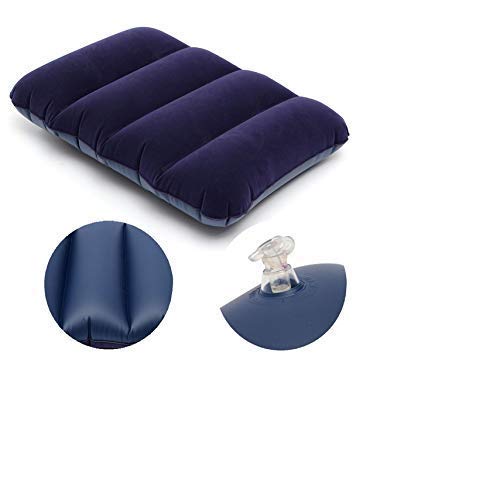 Ultra-Soft Inflatable Travel Pillow for Adults, Kids & Babies - Velvet Comfort for Airplane, Car & Camping - Portable & Compact (Blue) - Pack of 1