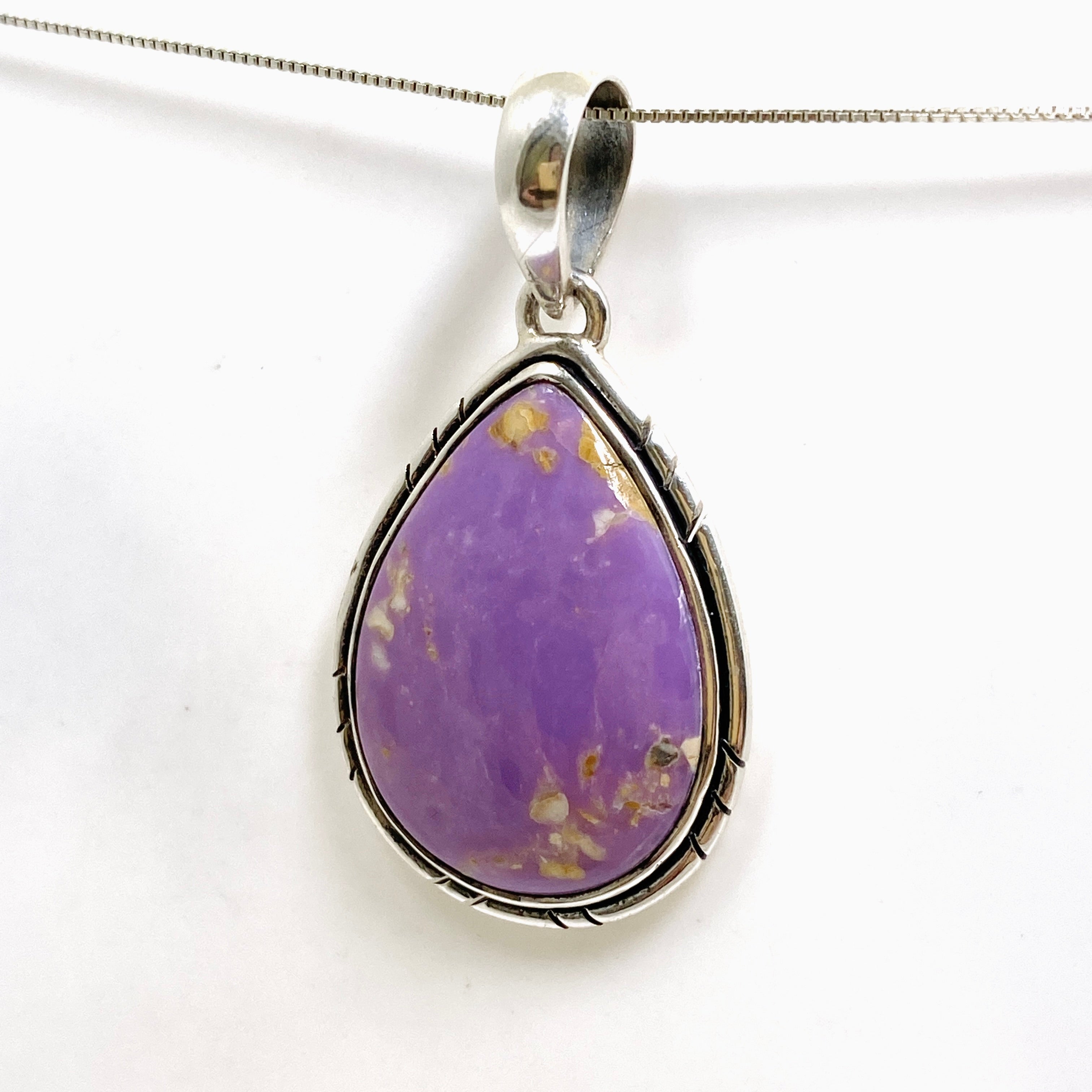 Natural Phosphosiderite Teardrop Cabochon Pendant in Sterling Silver Setting - Unique Handmade Jewelry for Women - Perfect for Boho Style, Gift Giving & Special Occasions