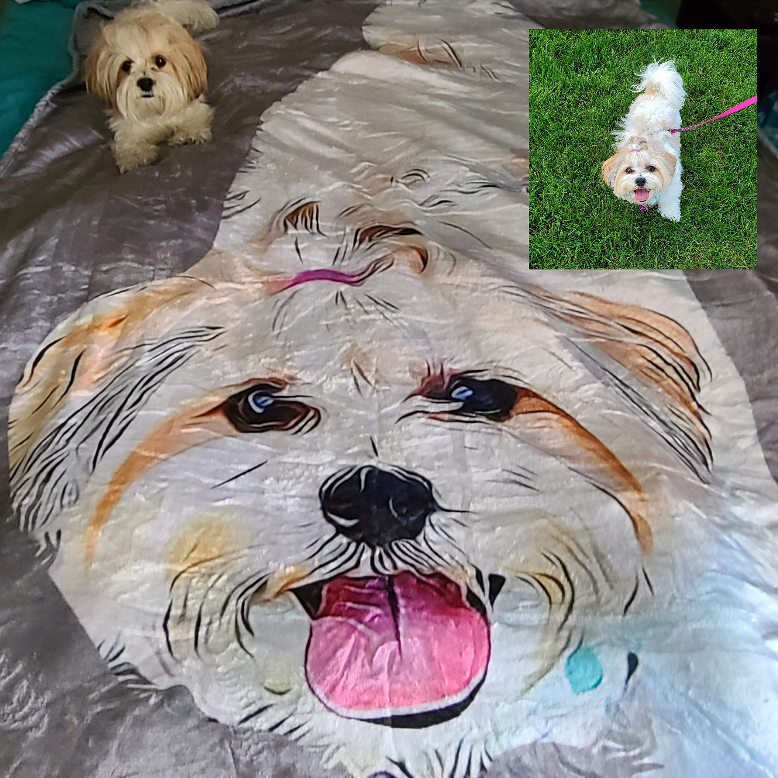 Custom Photo Blanket for Dogs - Personalized Pet Portrait Blanket 30x40 Inches - Unique Christmas, Birthday & New Year Gift for Dog Lovers, Cat Owners, Pet Parents - Cozy Throw for Home, Office & Travel