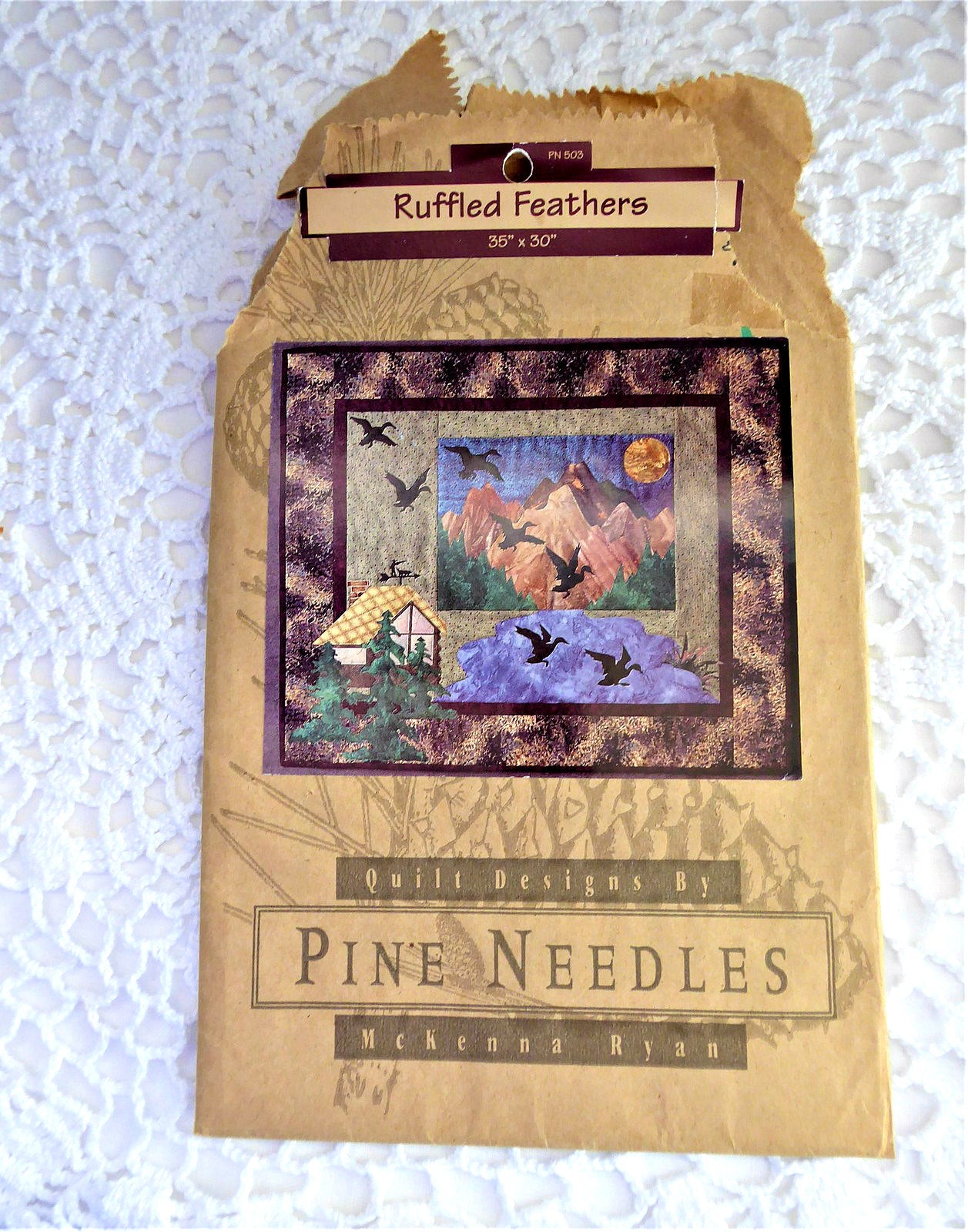Vintage 1997 Ruffled Feathers Quilt Pattern - Pine Needles, Lake Ducks & Mountains Design - Unused Quilting Supplies for Home Decor & Craft Projects