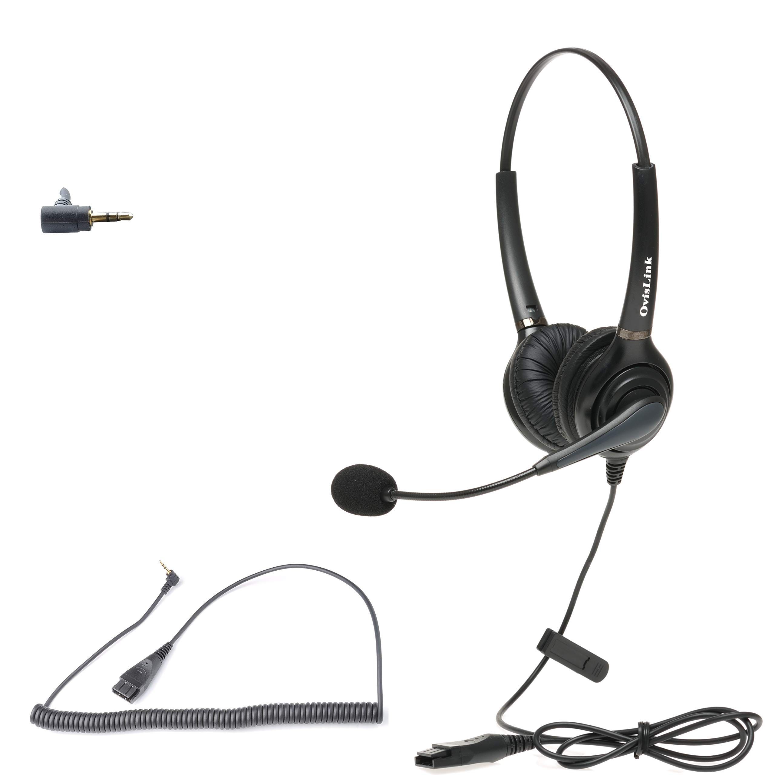 Professional Dual Ear Call Center Headset with Noise Canceling Microphone - HD Voice Quality, Comfortable & Durable - Compatible with Cisco SPA501G, 502G, 504G, 508G, 509G Phones - Perfect for Office, Customer Service & Remote Work