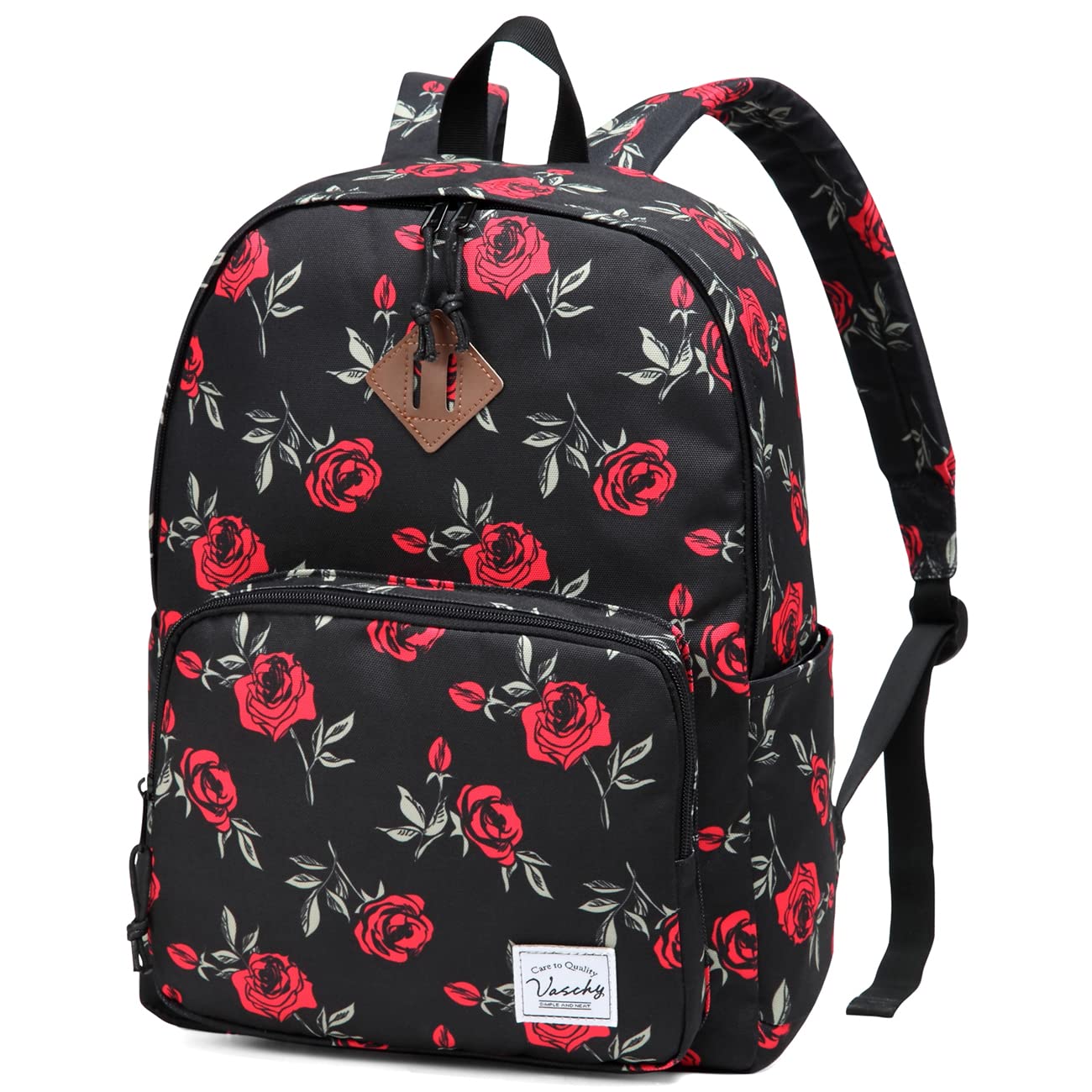 VASCHY Lightweight School Backpack for Women & Teens - Rose for Travel & Daily Use