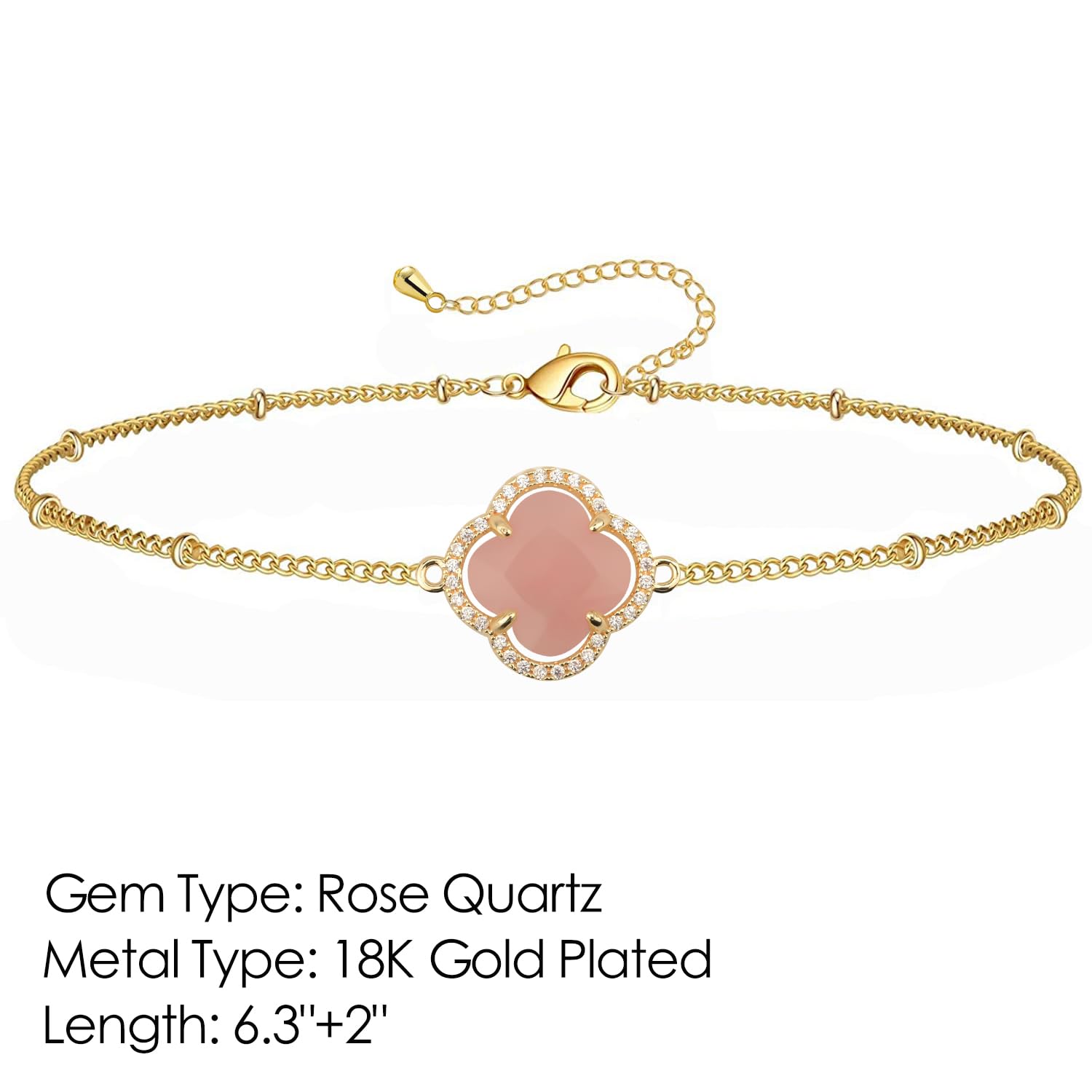 18K Gold Plated Lucky Clover Crystal Adjustable Bracelet for Women - Elegant Adjustable Fashion Jewelry, Birthday Gift for Her - Perfect for Everyday Wear, Special Occasions & Gift Giving