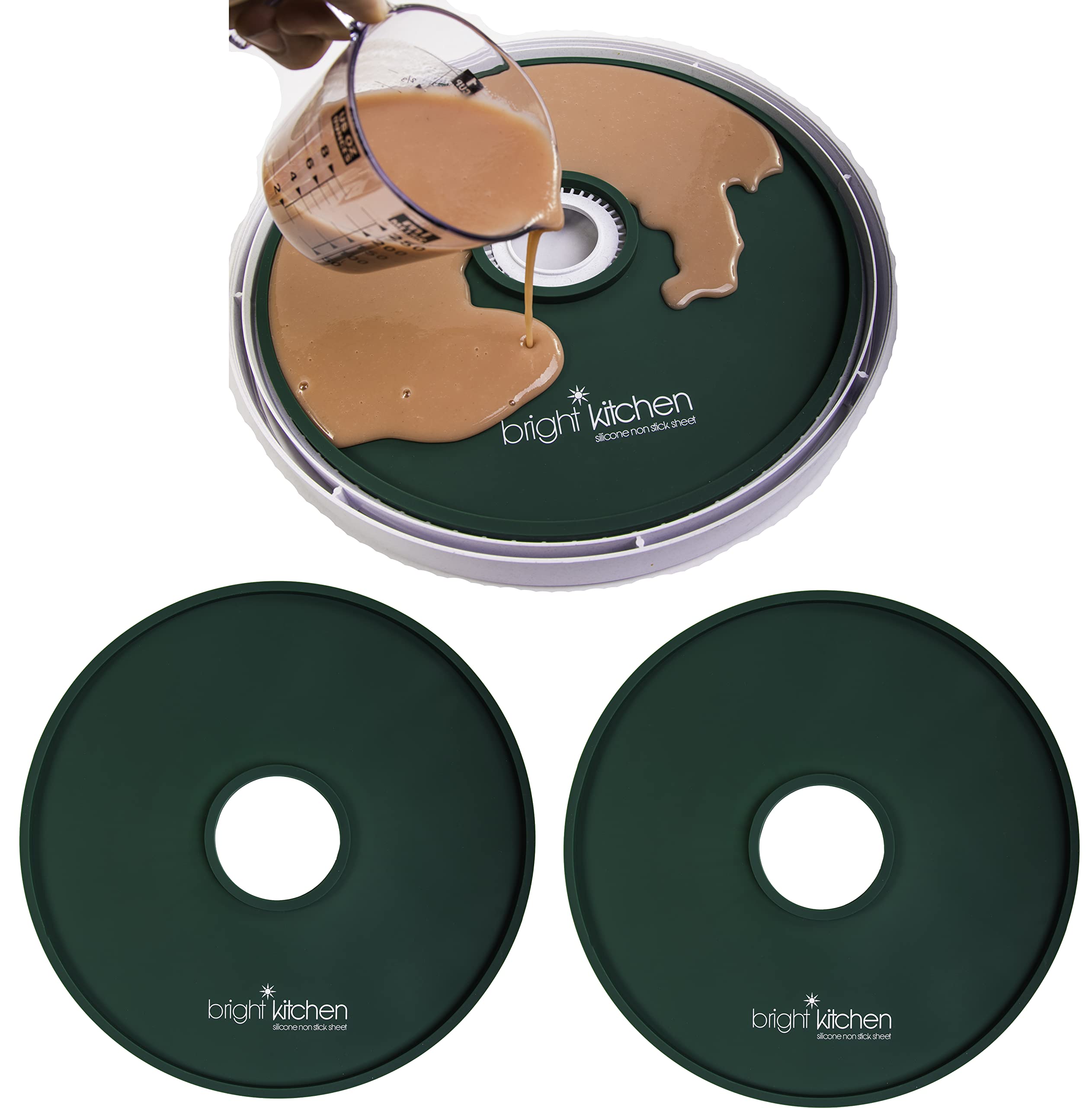 2 Non-Toxic Fruit Leather Silicone Dehydrator Sheets with Edges for Nesco Round Dehydrators - Reusable, Flexible & Non-Stick for Fruit Roll Ups, Batter & Liquid Containment - Perfect for Homemade Fruit Snacks, Dehydrating Herbs & DIY Food Preservation