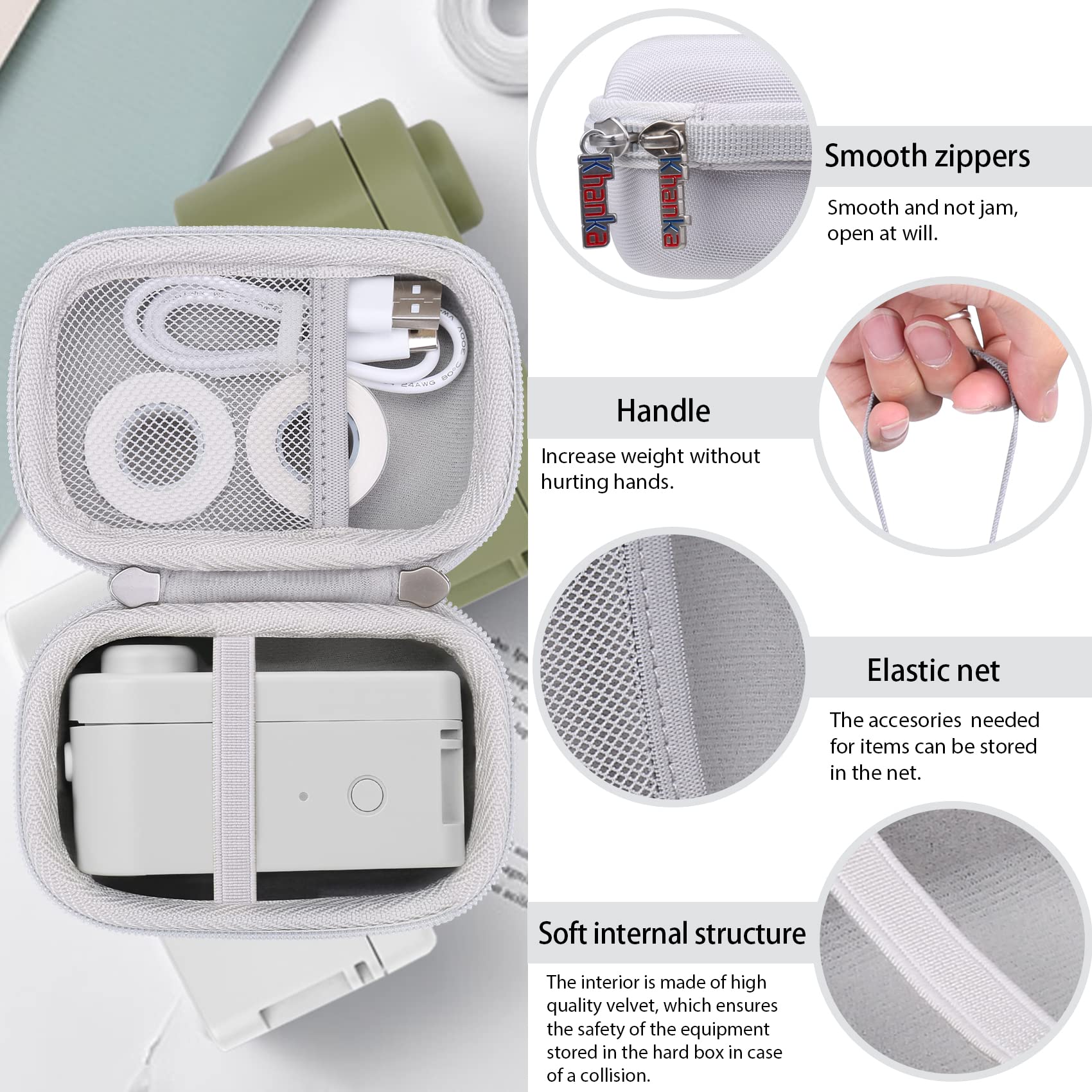 Khanka Durable Hard Travel Case for MakeID Label Maker Machine - Protective Storage Case | Perfect for Office, Home & Travel Organization