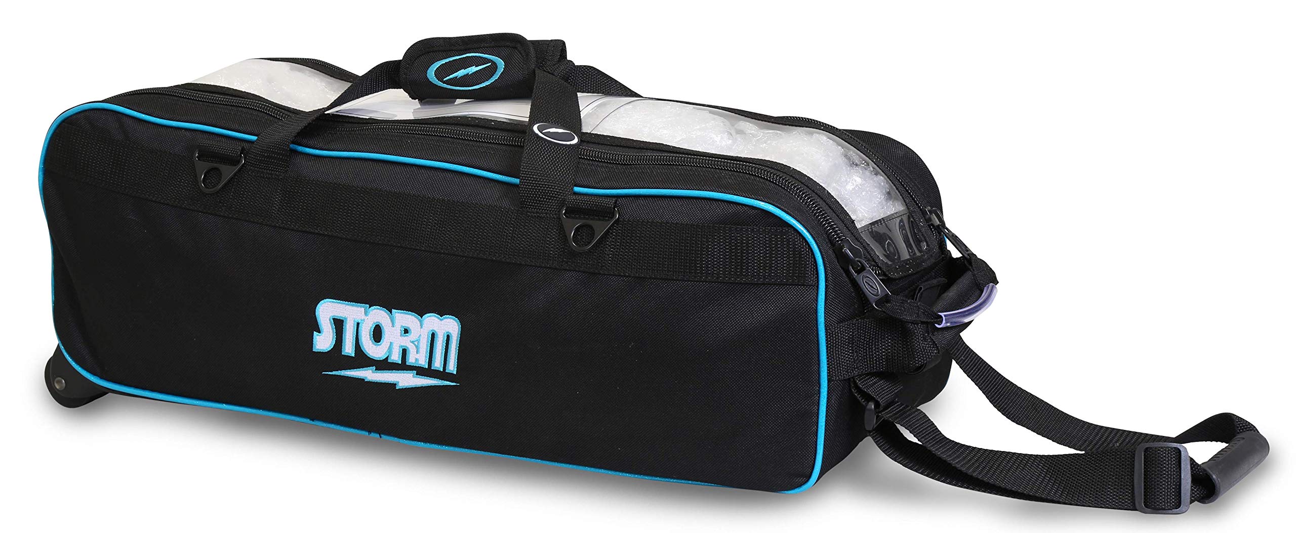 Storm 3 Ball Tourn Travel Bowling Bag - Black/Blue (Shoe-Free Design) | Perfect for Bowling Tournaments, League Play & Traveling with Your Gear
