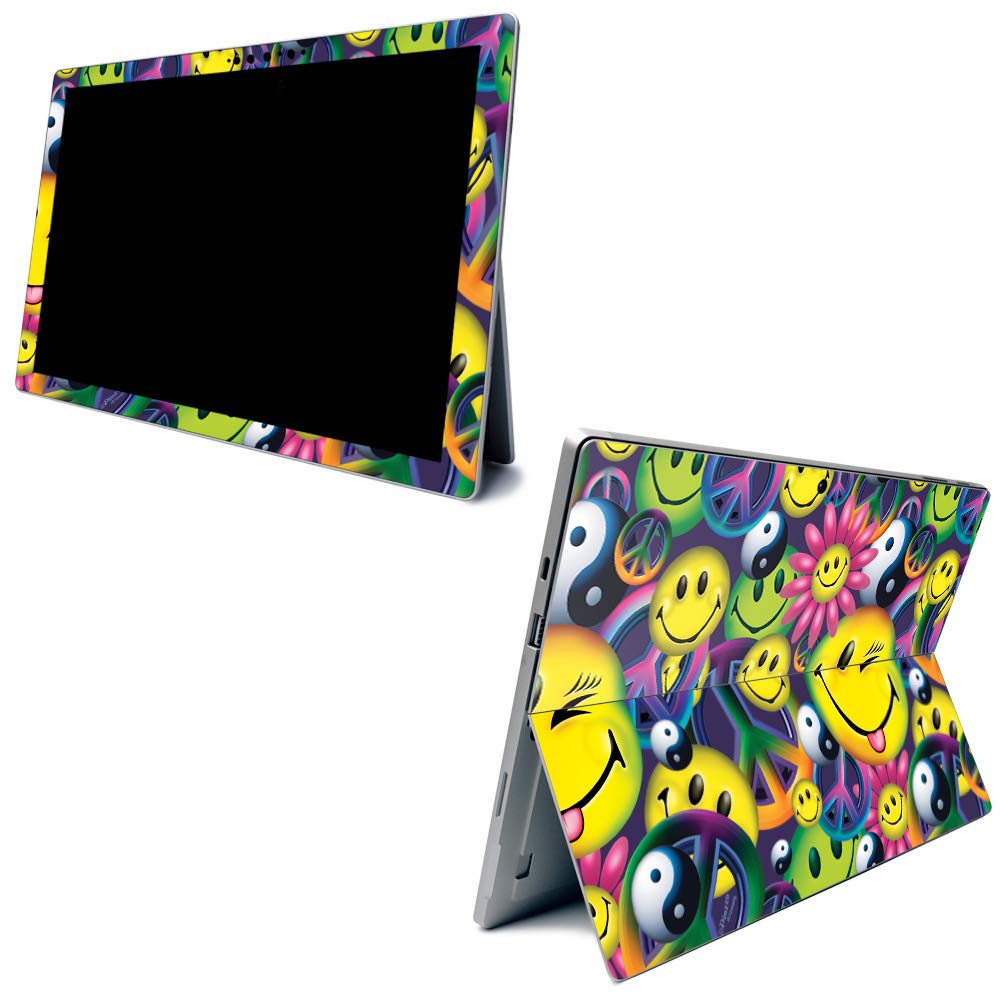 Premium Carbon Fiber Skin for Microsoft Surface Pro 7 - Peace Smile Design | Textured Protective Cover | Easy Application & Removal | Made in USA | Perfect for Work, Travel & School Use