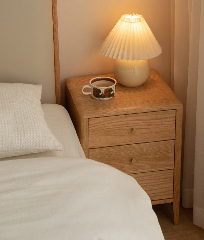 Solid Wood Nightstand - Oak & Cherry Wood Bedside Table for Bedroom, Modern & Rustic Style | Perfect for Bedrooms, Guest Rooms & Home Decor