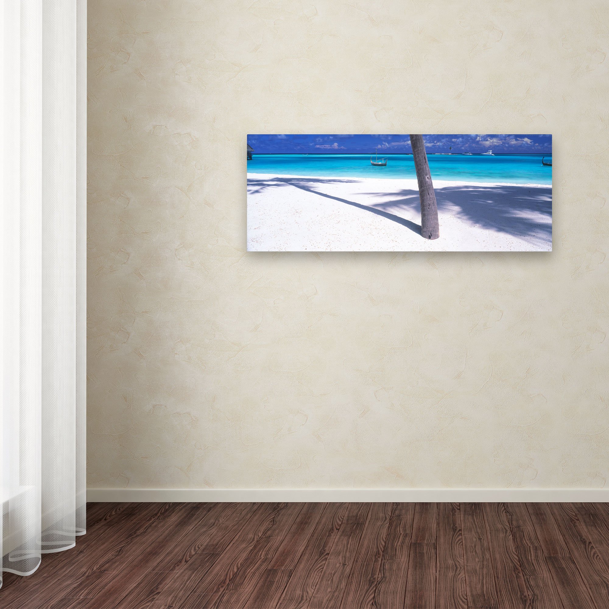 David Evans Palm Shadow-Maldives Wall Art Print - 6x19 Inches - Tropical Beach Decor for Living Room, Bedroom & Office