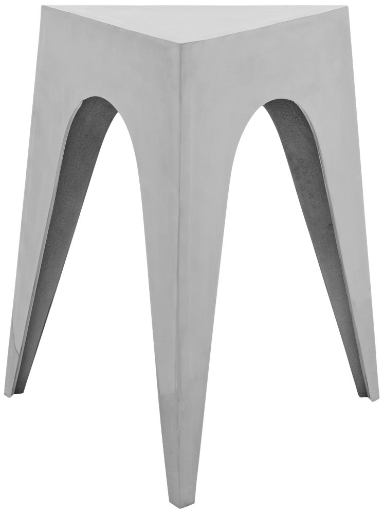 SAFAVIEH Indium Triangle Aluminum Silver Side Table - Modern End Table for Living Room, Bedroom, or Office - Natural Finish Accent Table with Geometric Design