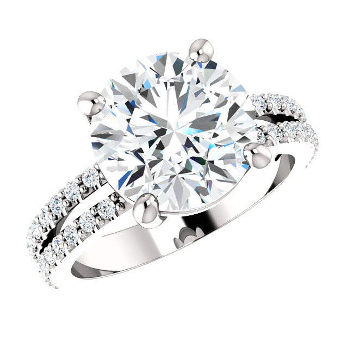 3 Carat Round Moissanite Engagement Ring - Vintage Solitaire Halo Ring with Hidden Prong Setting in Sterling Silver | Wedding Band, Anniversary Promise Ring & Gift for Her by Neerja Jewels | Perfect for Proposals, Weddings & Special Occasions