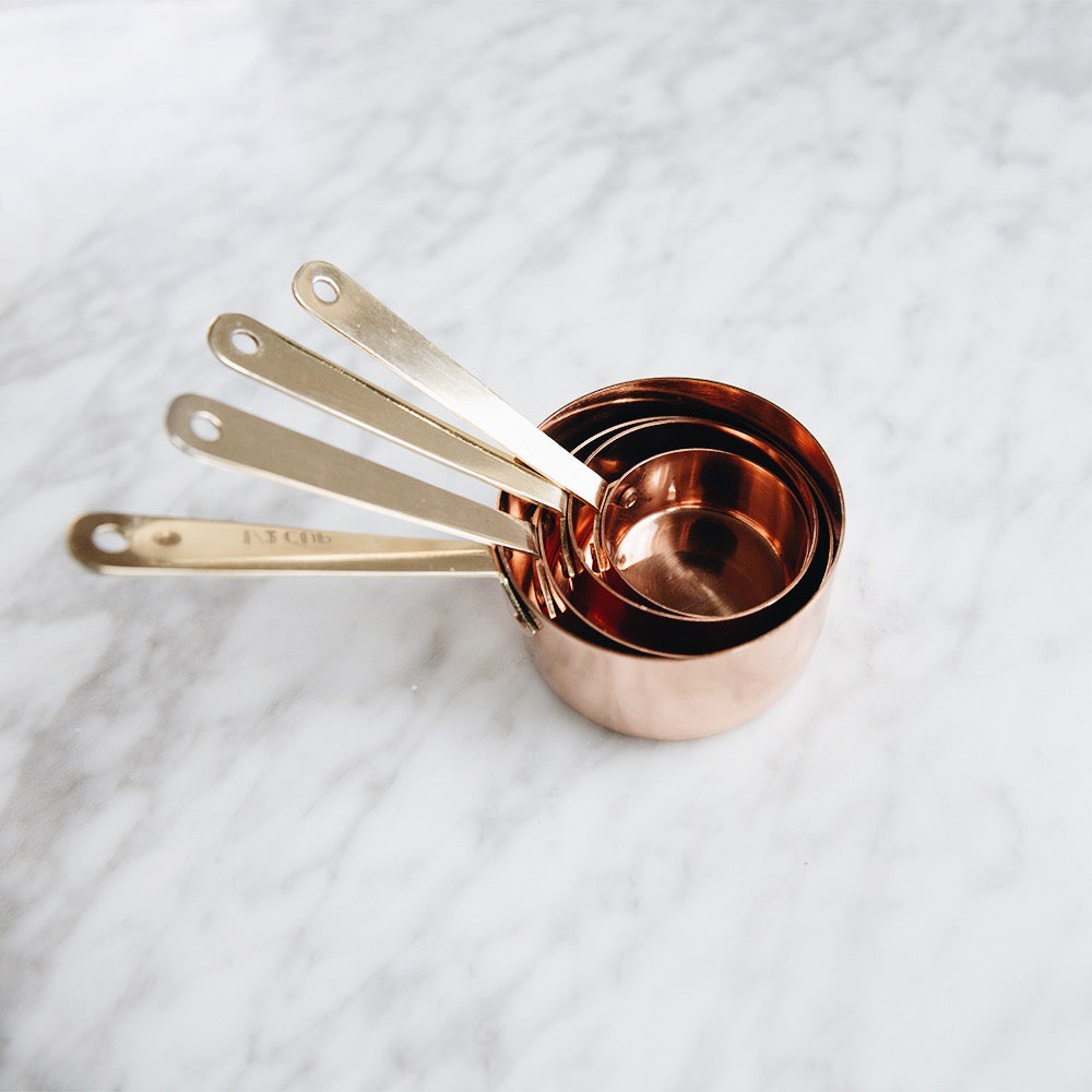 Premium Copper & Brass Measuring Cups Set - Accurate Kitchen Measuring Tools for Baking & Cooking - Ideal for Home Chefs & Professional Bakers