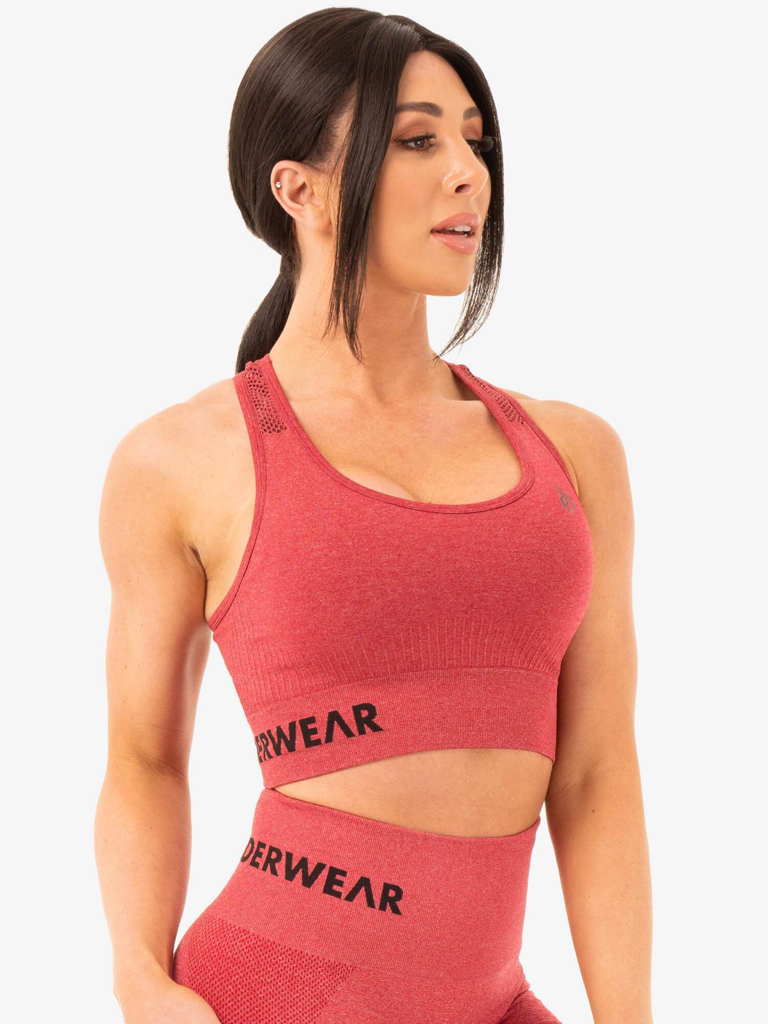Seamless Sports Bra for Women - High Support Workout Top, Cherry Red Marl - Perfect for Yoga, Running, Gym & Fitness Activities