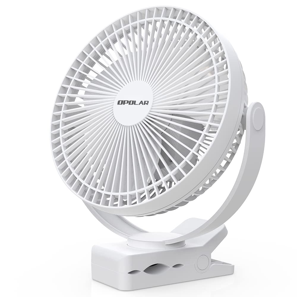 10000mAh Rechargeable Portable Clip Fan with USB Charging | 8-Inch Battery Operated Personal Fan | 4 Speed Settings & Strong Airflow | Sturdy Clamp for Office Desk, Golf Cart, Camping, Travel, Gym & Outdoor Activities | Perfect for Home, Work & Summer Adventures
